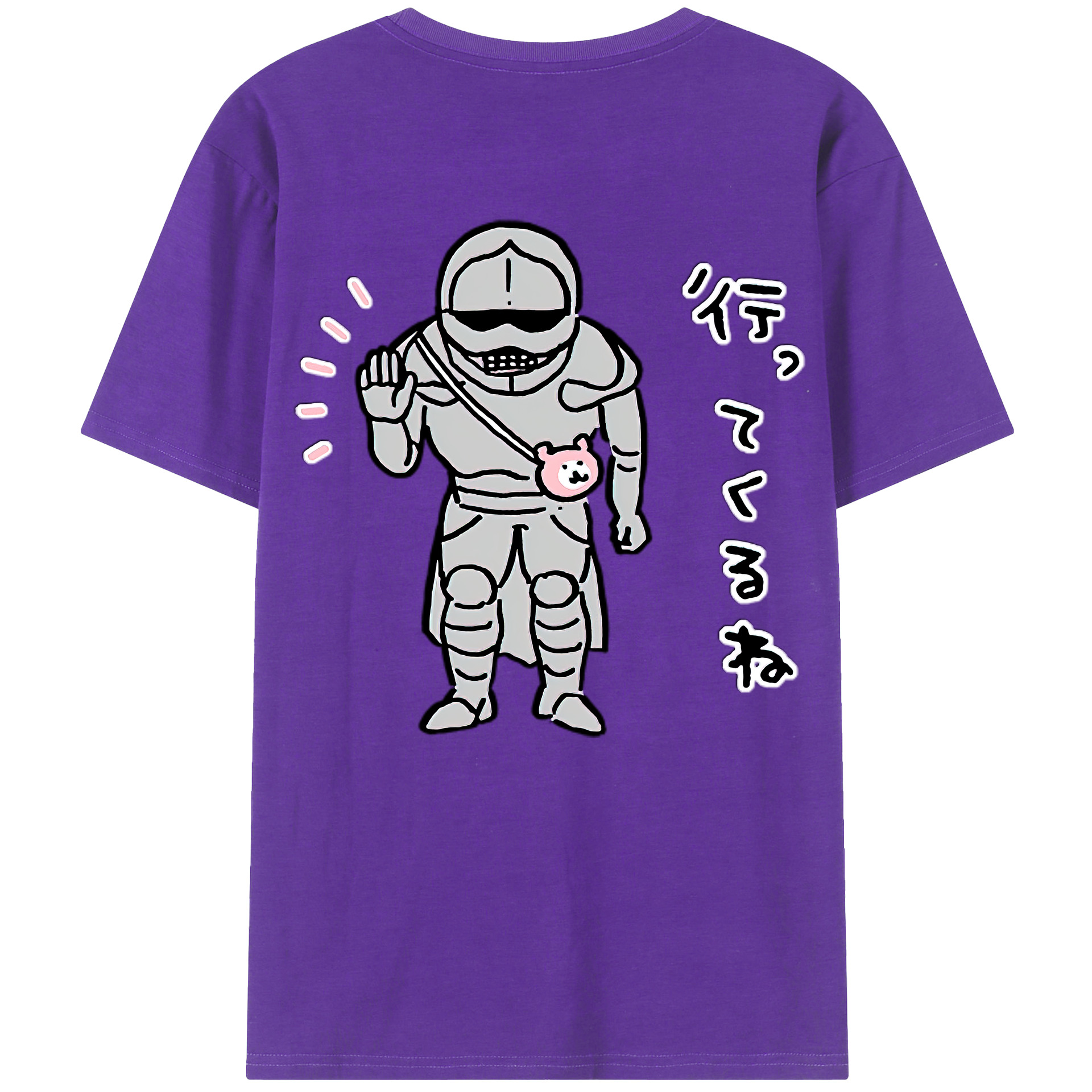 （画像用） ちいかわ 労働の鎧さん Chii-kawa Mr. Armor of Labor 綿100％ メンズ半袖Tシャツ（バックプリント） 通気性