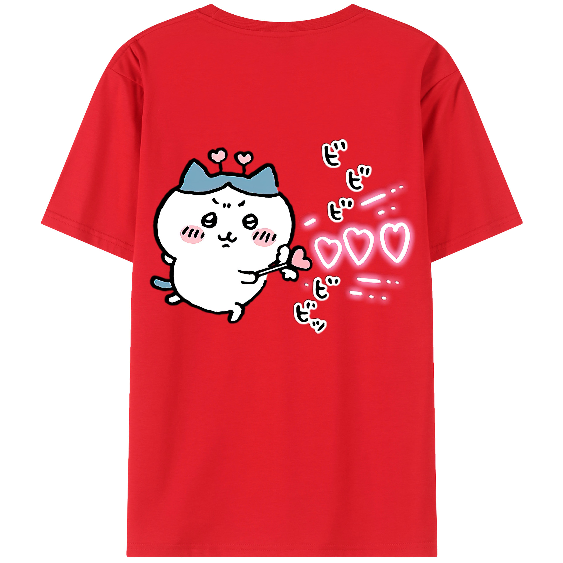 （画像用） ちいかわ ハチワレ Chii-kawa hachiware 綿100％ メンズ半袖Tシャツ（バックプリント） 通気性