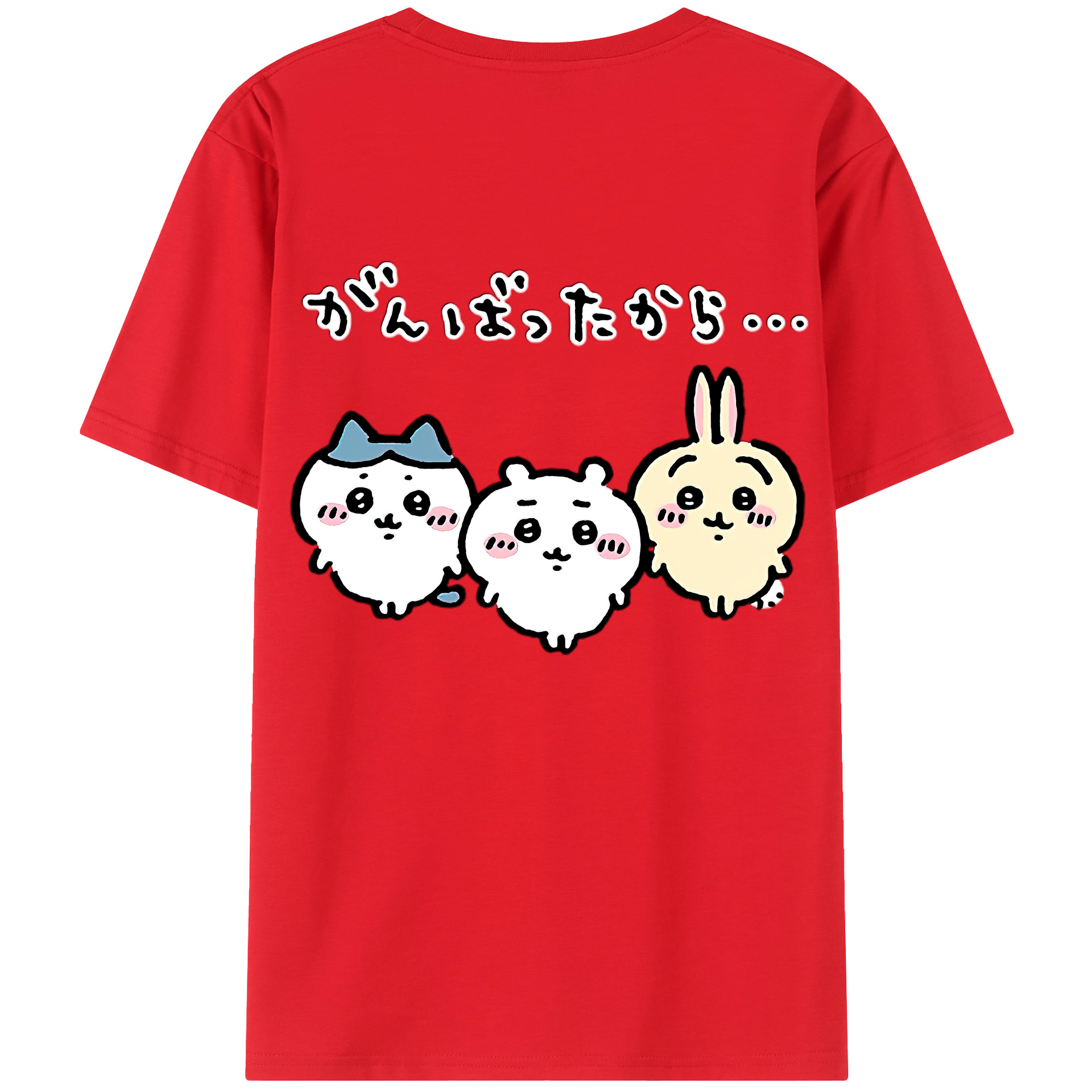 （画像用） ちいかわ ハチワレ Chii-kawa hachiware 綿100％ メンズ半袖Tシャツ（バックプリント） 通気性