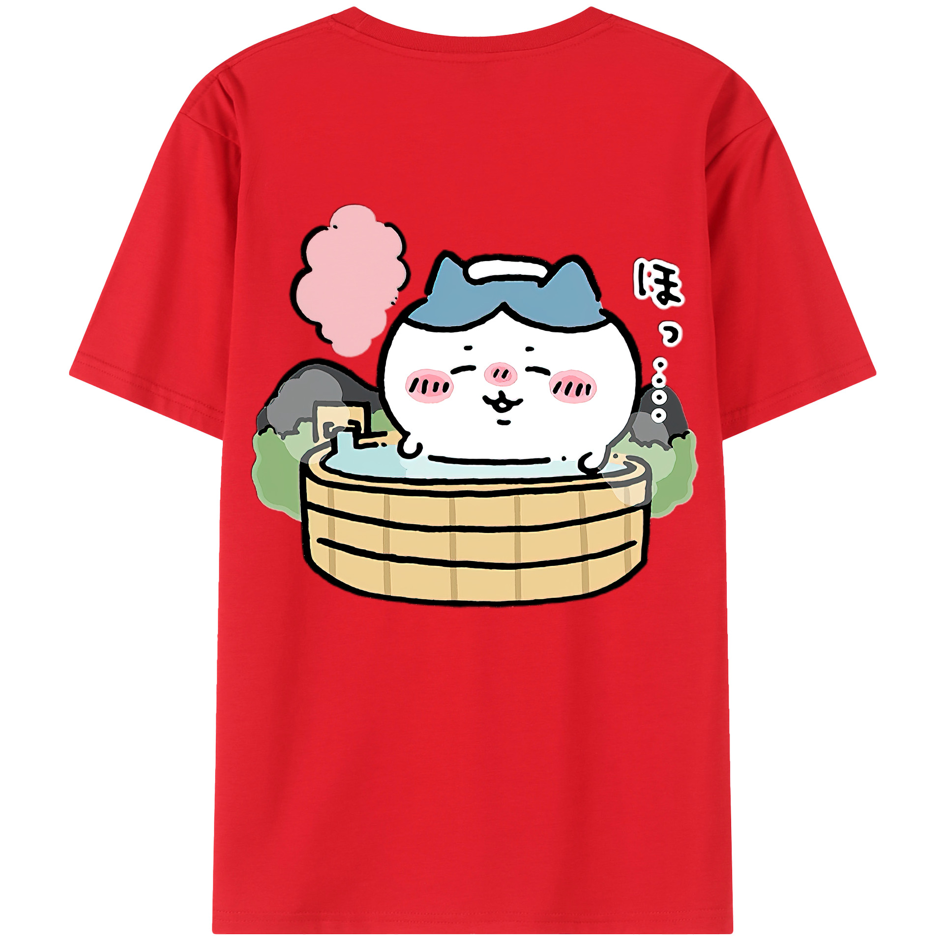 （画像用） ちいかわ ハチワレ Chii-kawa hachiware 綿100％ メンズ半袖Tシャツ（バックプリント） 通気性