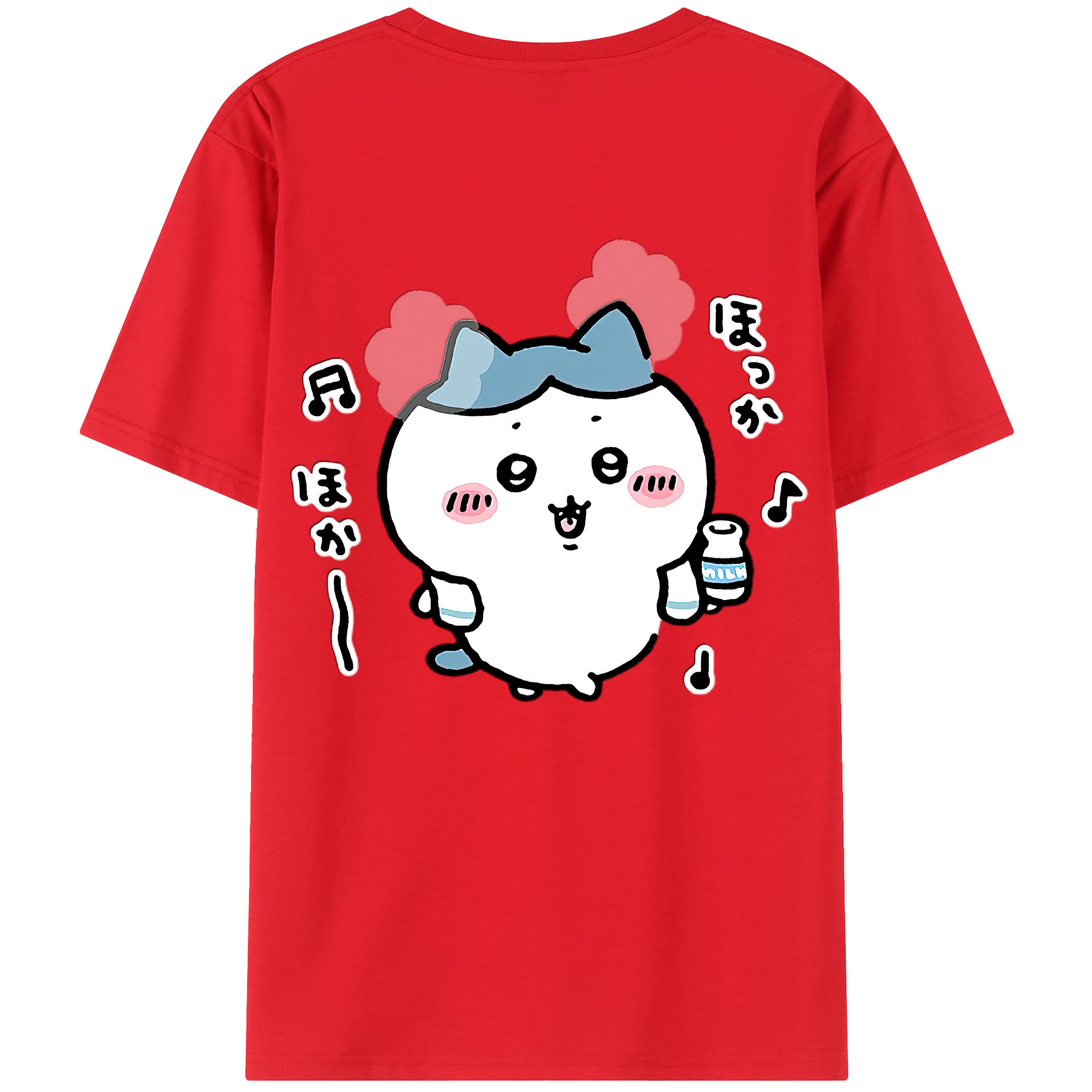 （画像用） ちいかわ ハチワレ Chii-kawa hachiware 綿100％ メンズ半袖Tシャツ（バックプリント） 通気性