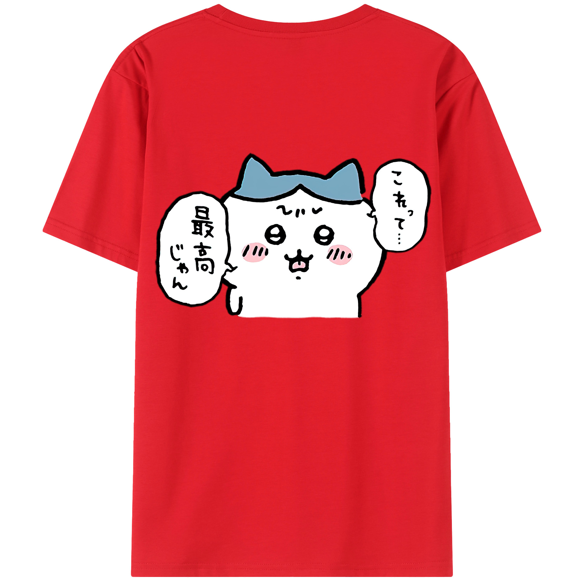 （画像用） ちいかわ ハチワレ Chii-kawa hachiware 綿100％ メンズ半袖Tシャツ（バックプリント） 通気性