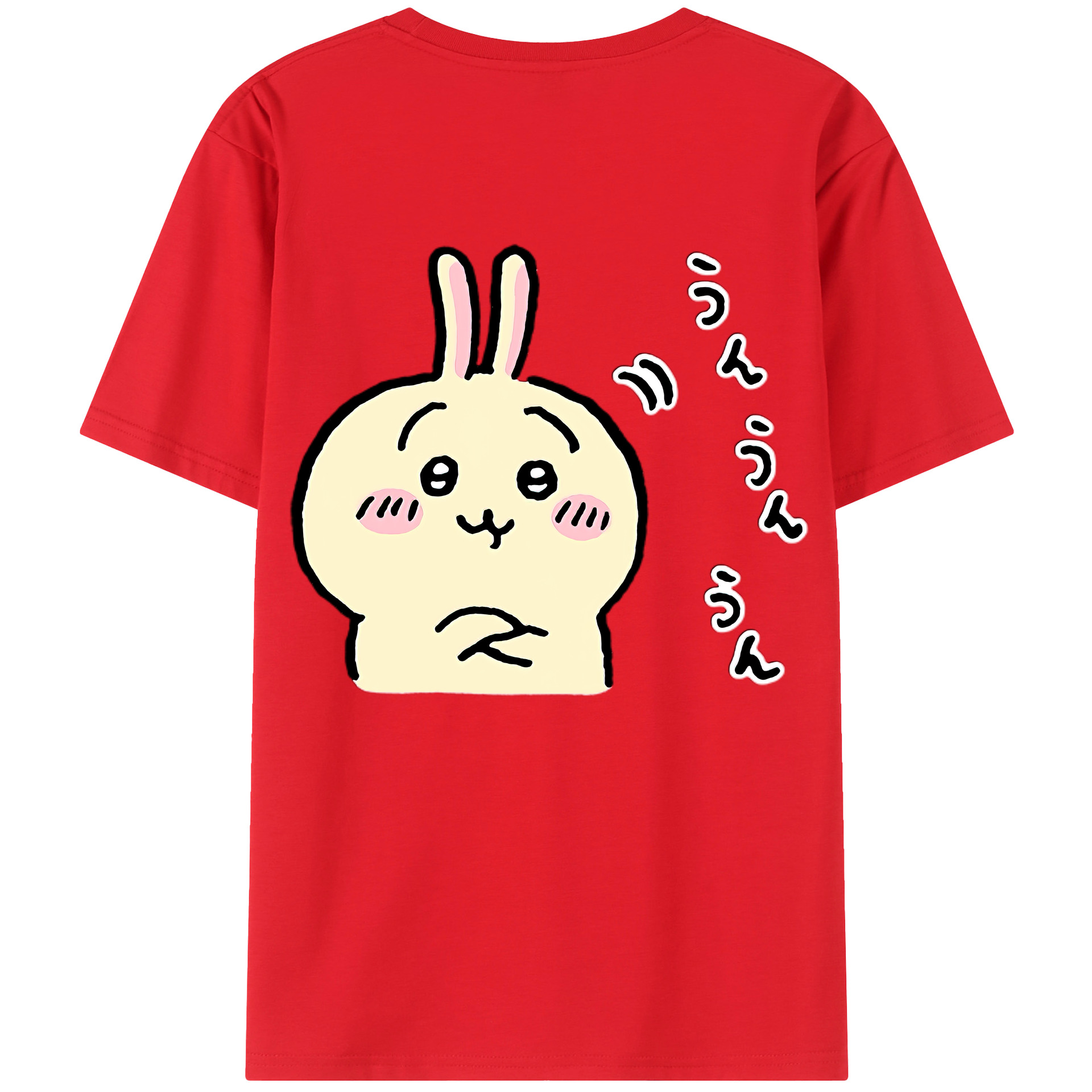 （画像用） ちいかわ うさぎ Chii-kawa usagi 綿100％ メンズ半袖Tシャツ（バックプリント） 通気性