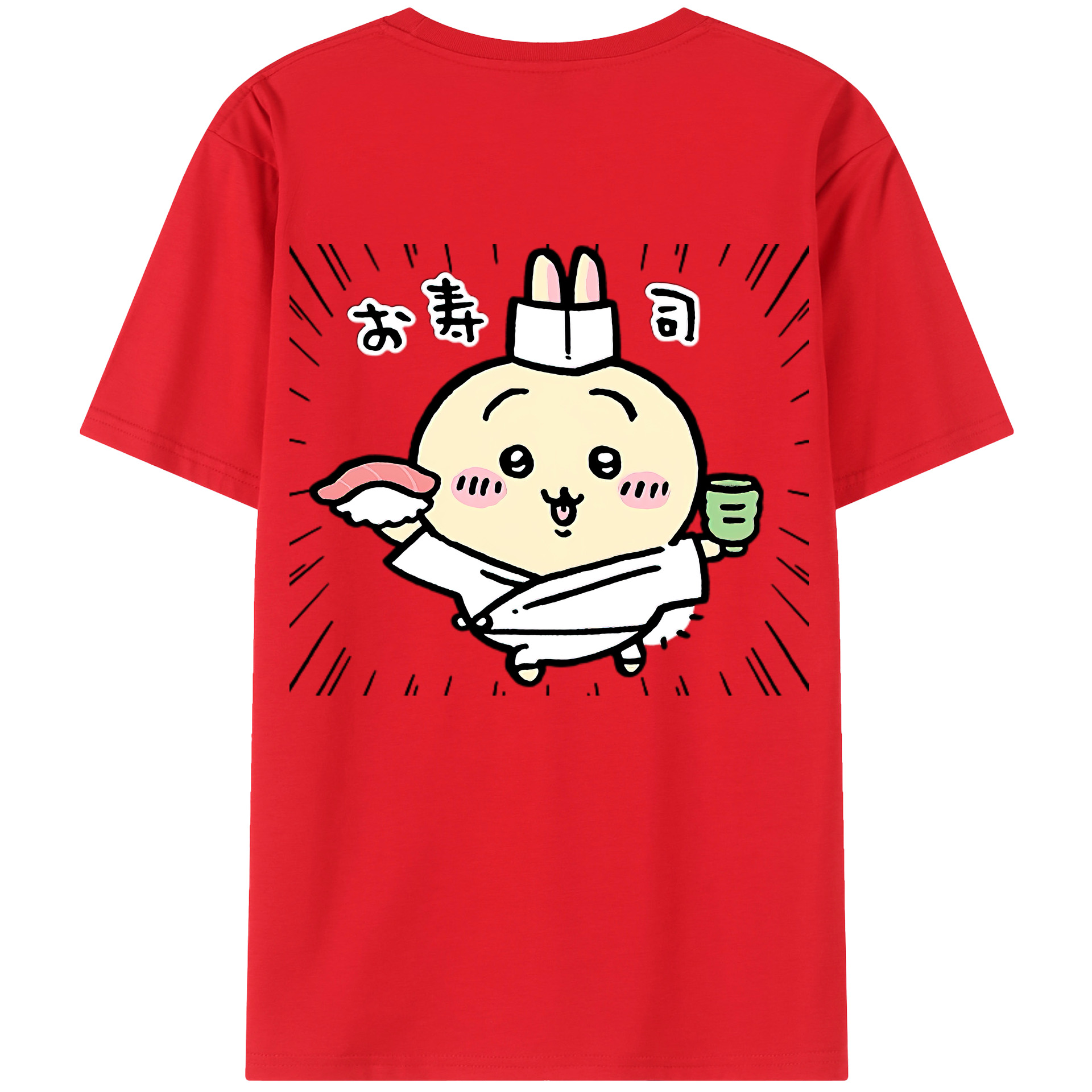 （画像用） ちいかわ うさぎ Chii-kawa usagi 綿100％ メンズ半袖Tシャツ（バックプリント） 通気性