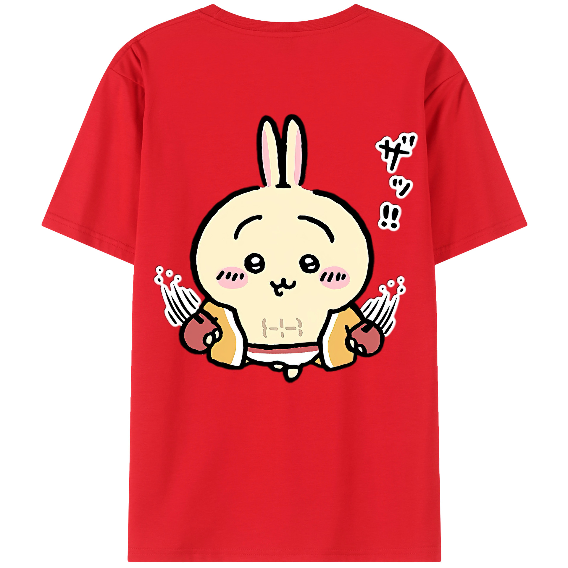 （画像用） ちいかわ うさぎ Chii-kawa usagi 綿100％ メンズ半袖Tシャツ（バックプリント） 通気性
