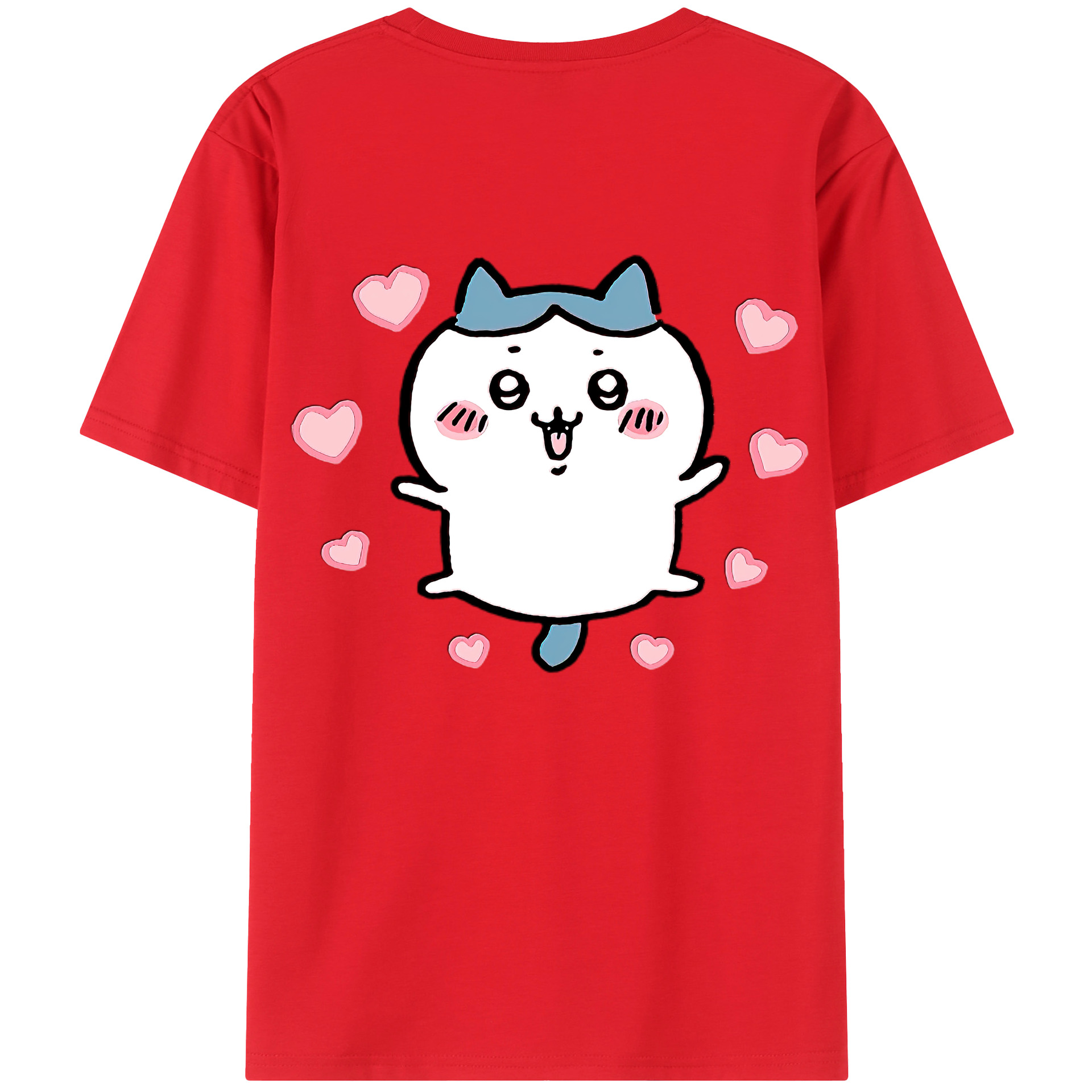 （画像用） ちいかわ ハチワレ Chii-kawa hachiware 綿100％ メンズ半袖Tシャツ（バックプリント） 通気性