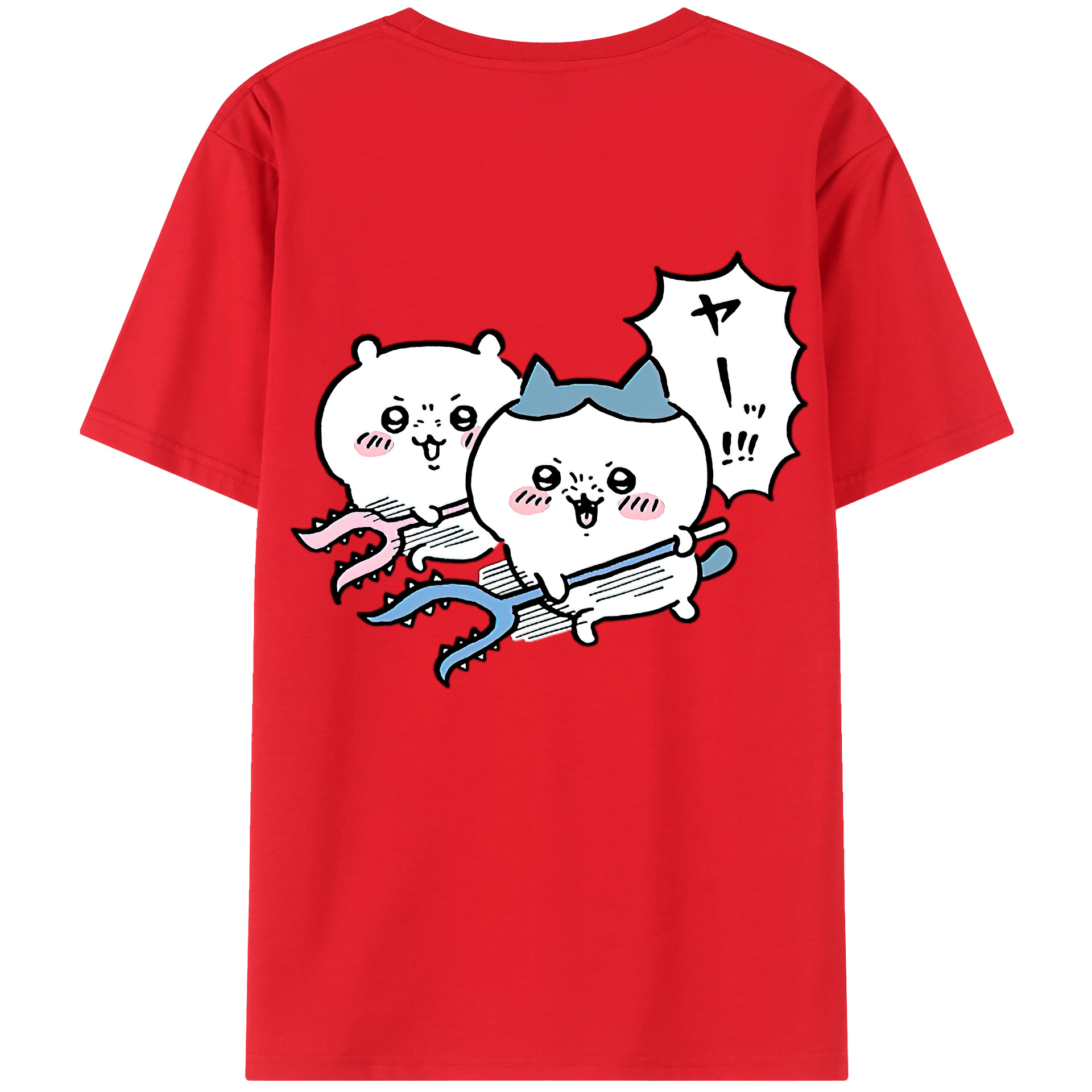 （画像用） ちいかわ ハチワレ Chii-kawa hachiware 綿100％ メンズ半袖Tシャツ（バックプリント） 通気性