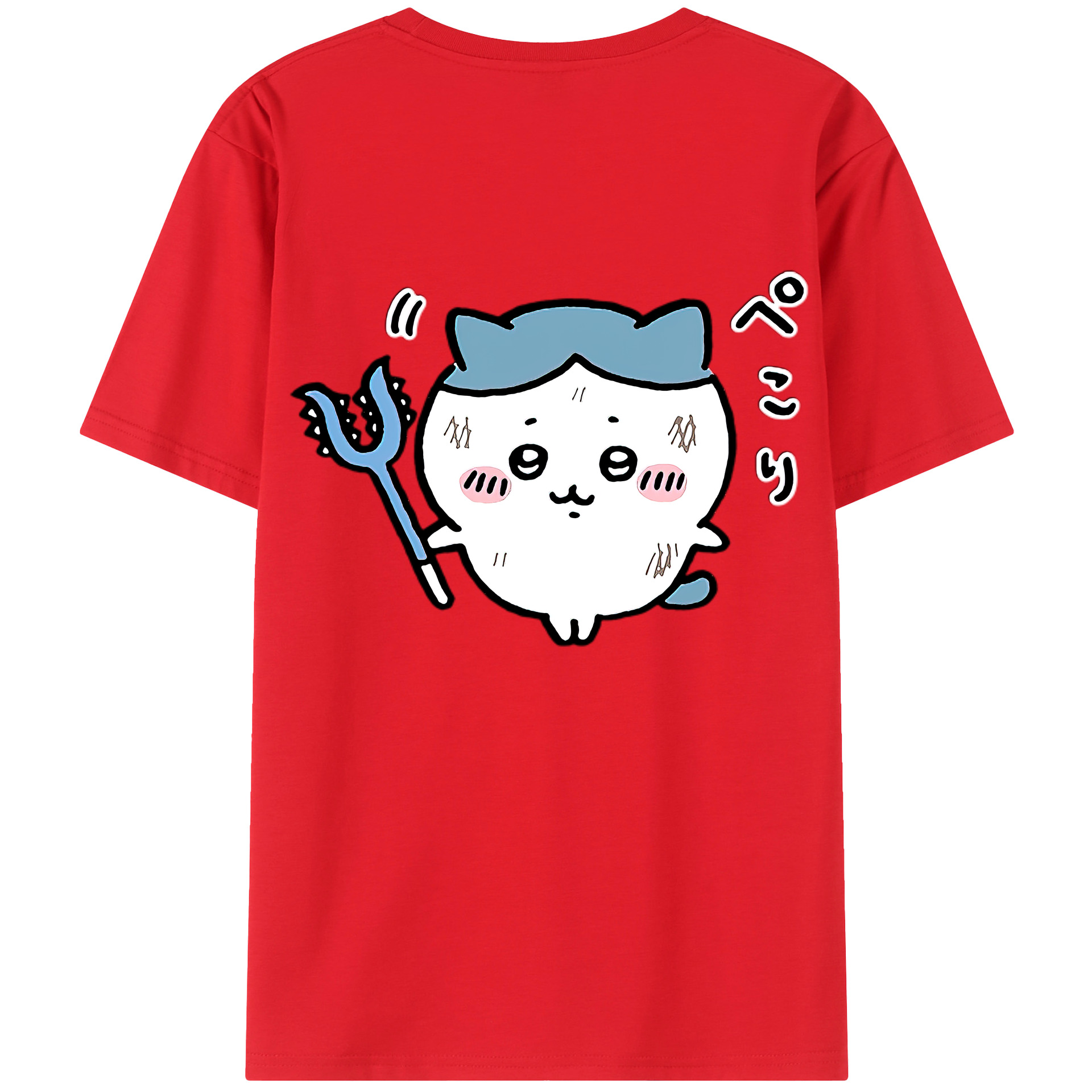 （画像用） ちいかわ ハチワレ Chii-kawa hachiware 綿100％ メンズ半袖Tシャツ（バックプリント） 通気性