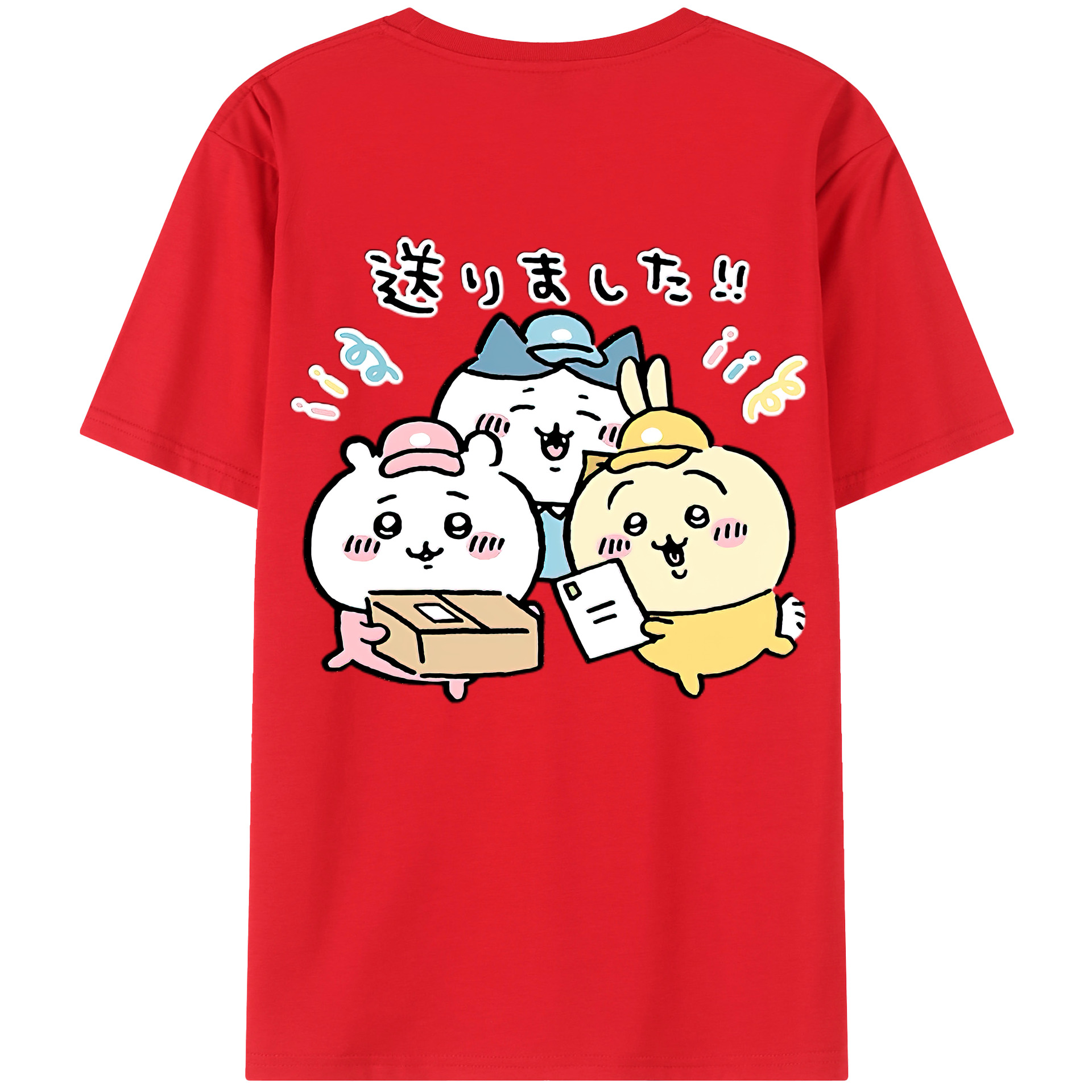 （画像用） ちいかわ ハチワレ Chii-kawa hachiware 綿100％ メンズ半袖Tシャツ（バックプリント） 通気性