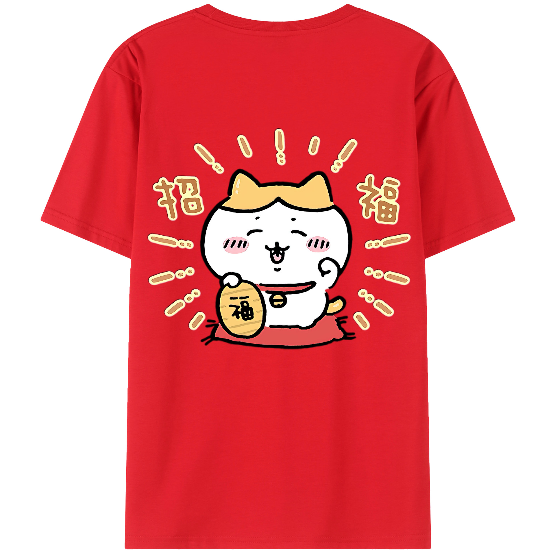 （画像用） ちいかわ ハチワレ Chii-kawa hachiware 綿100％ メンズ半袖Tシャツ（バックプリント） 通気性