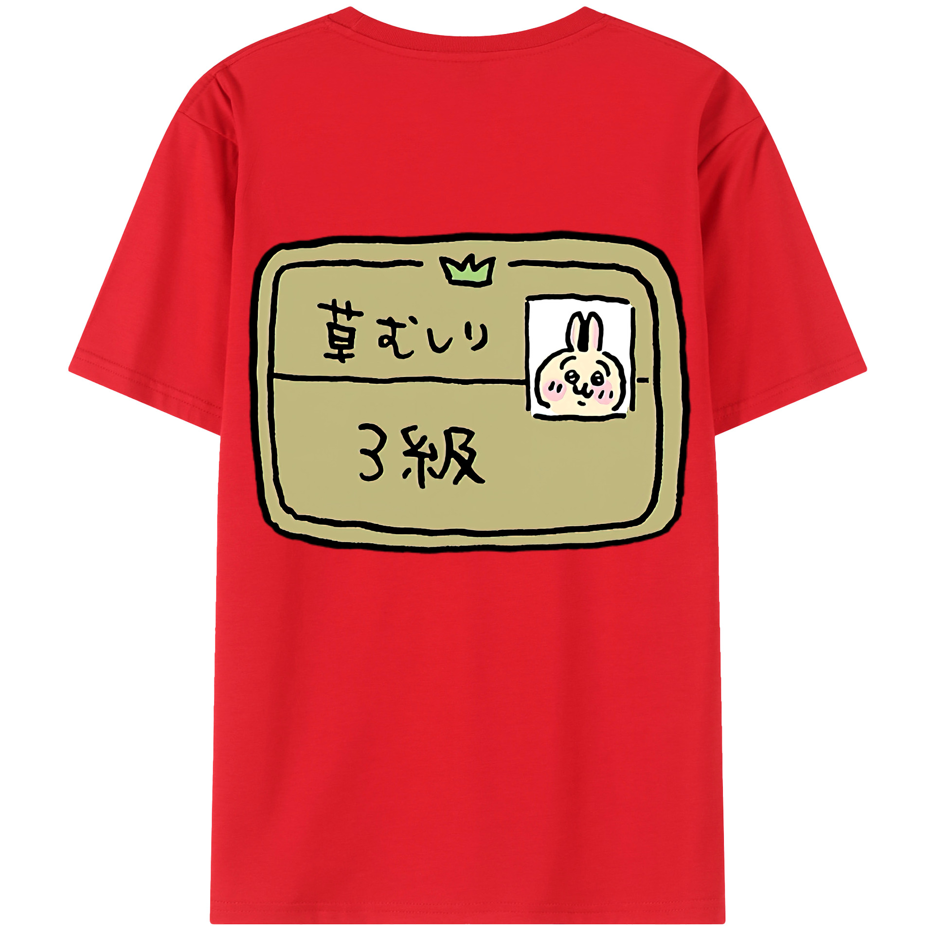 （画像用） ちいかわ うさぎ Chii-kawa usagi 綿100％ メンズ半袖Tシャツ（バックプリント） 通気性