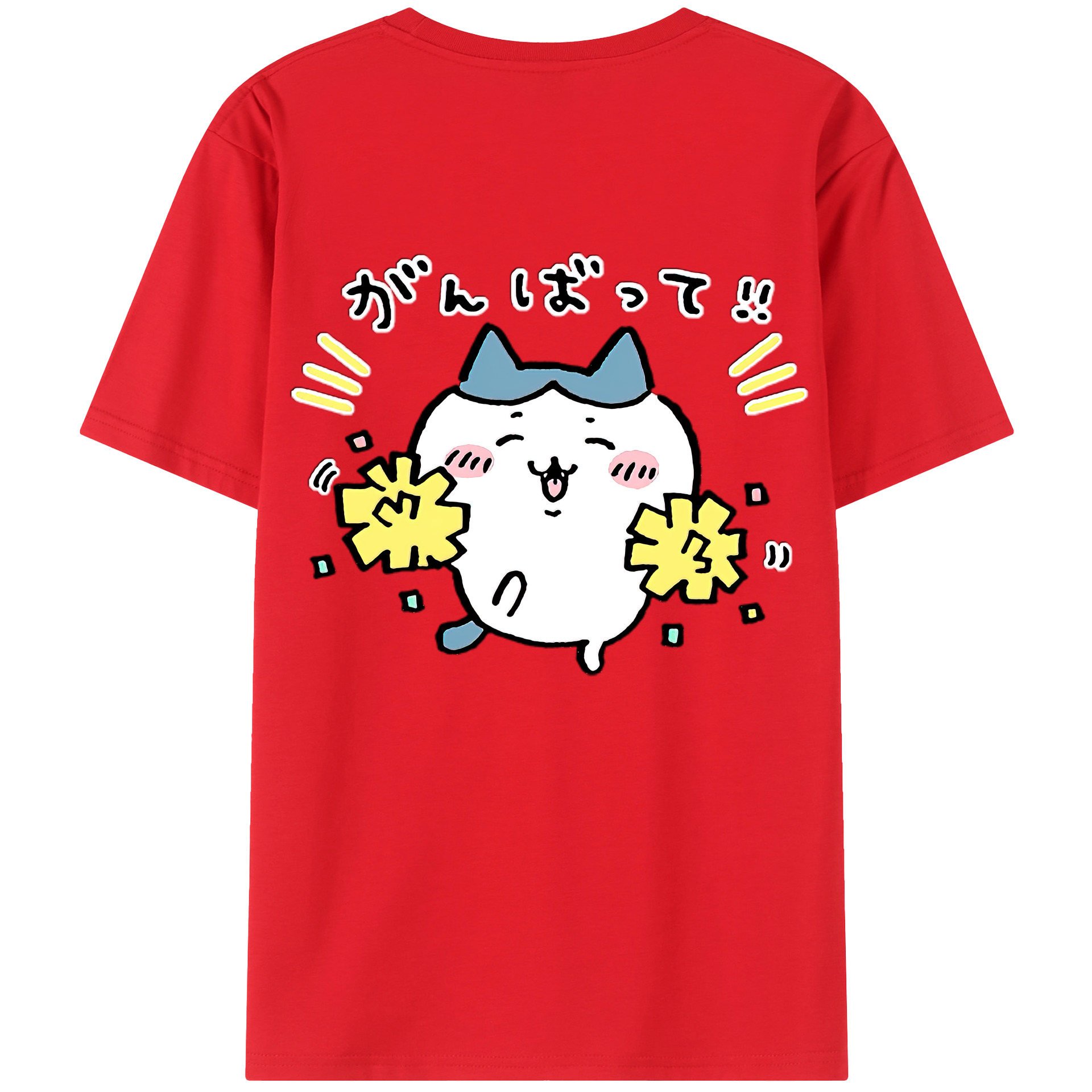 （画像用） ちいかわ ハチワレ Chii-kawa hachiware 綿100％ メンズ半袖Tシャツ（バックプリント） 通気性