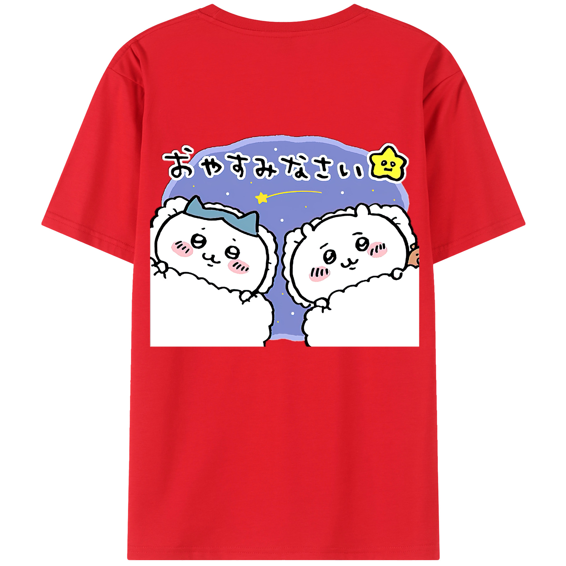 （画像用） ちいかわ ハチワレ Chii-kawa hachiware 綿100％ メンズ半袖Tシャツ（バックプリント） 通気性