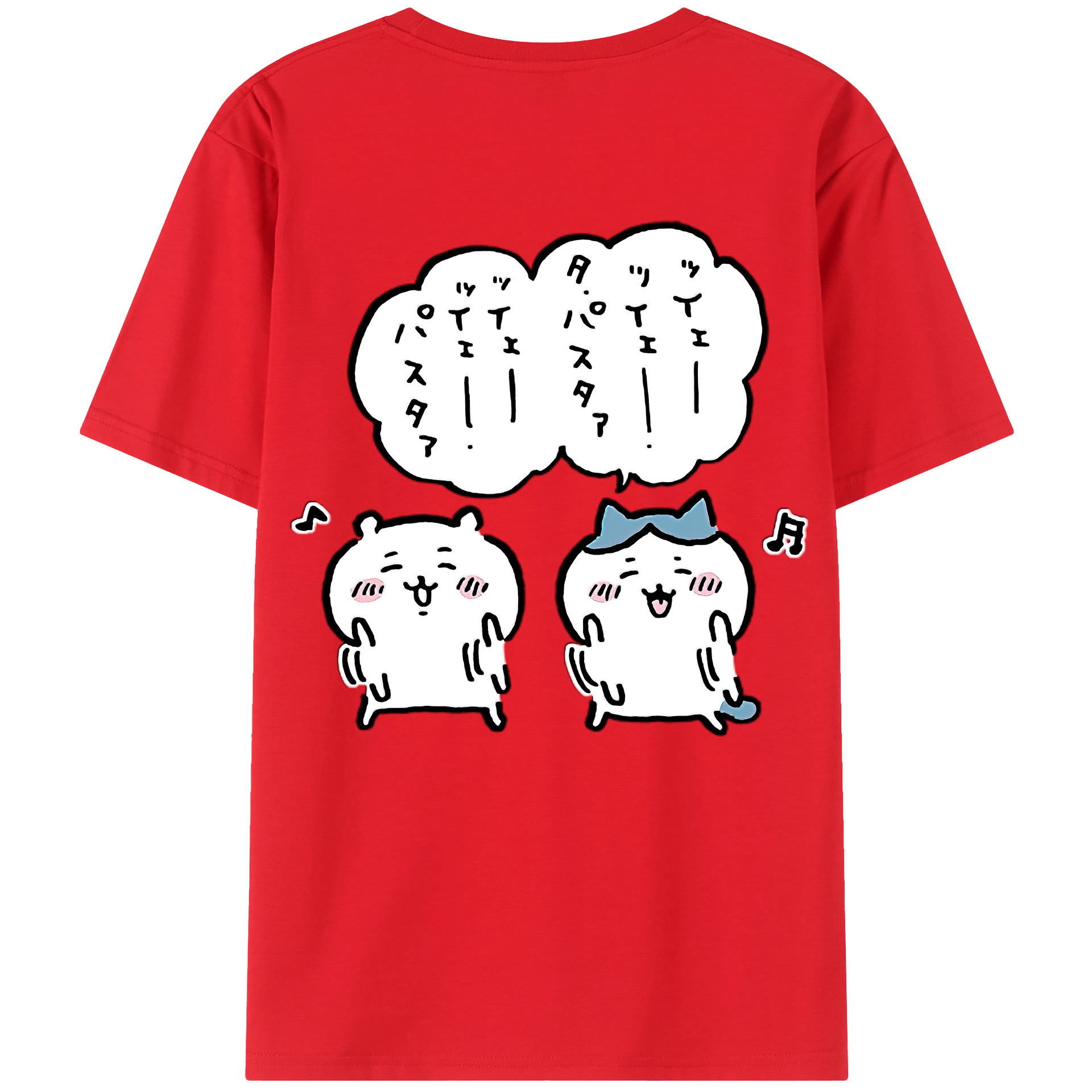 （画像用） ちいかわ ハチワレ Chii-kawa hachiware 綿100％ メンズ半袖Tシャツ（バックプリント） 通気性