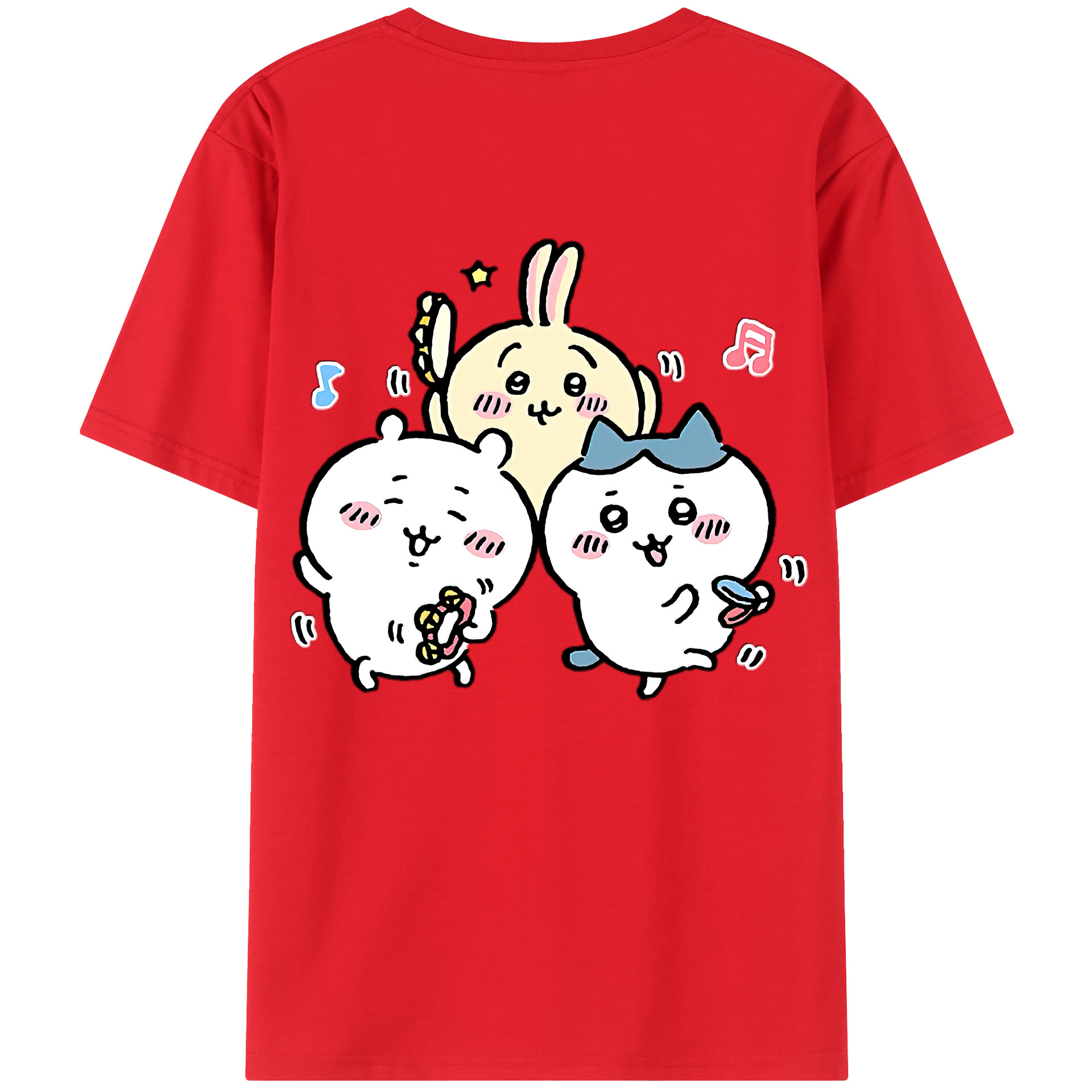 （画像用） ちいかわ ハチワレ Chii-kawa hachiware 綿100％ メンズ半袖Tシャツ（バックプリント） 通気性