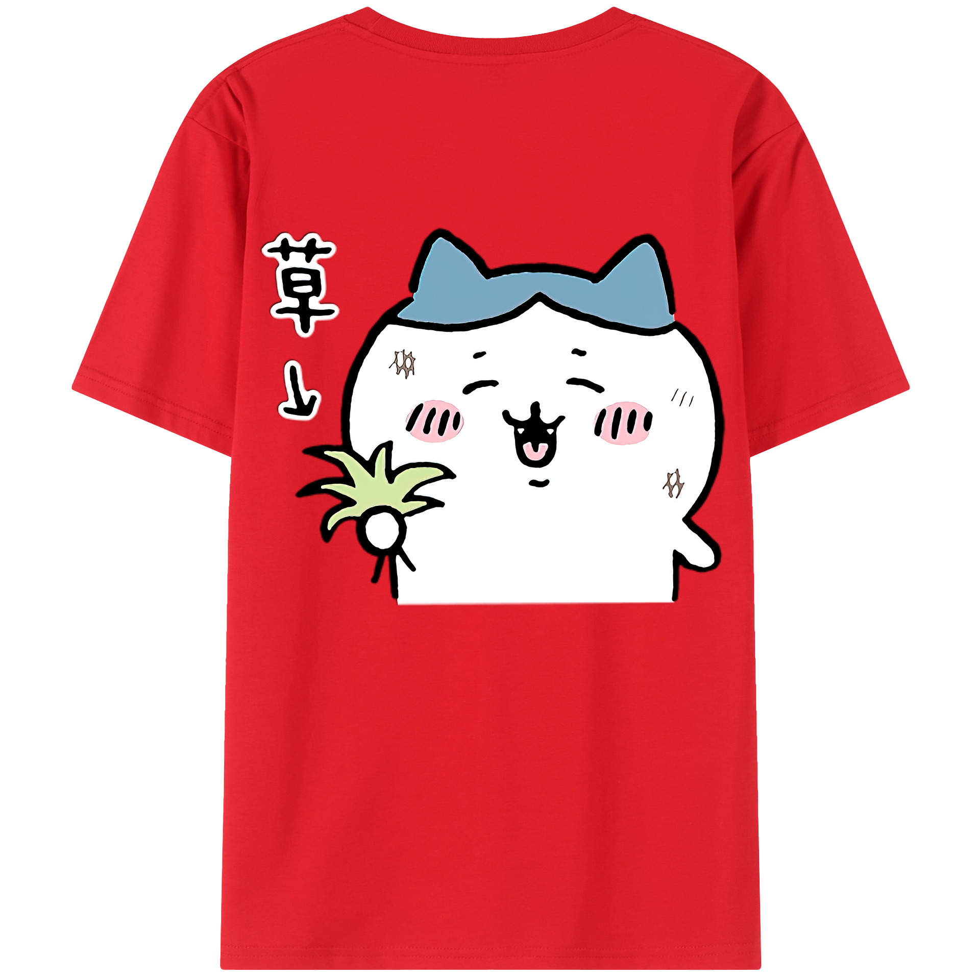 （画像用） ちいかわ ハチワレ Chii-kawa hachiware 綿100％ メンズ半袖Tシャツ（バックプリント） 通気性