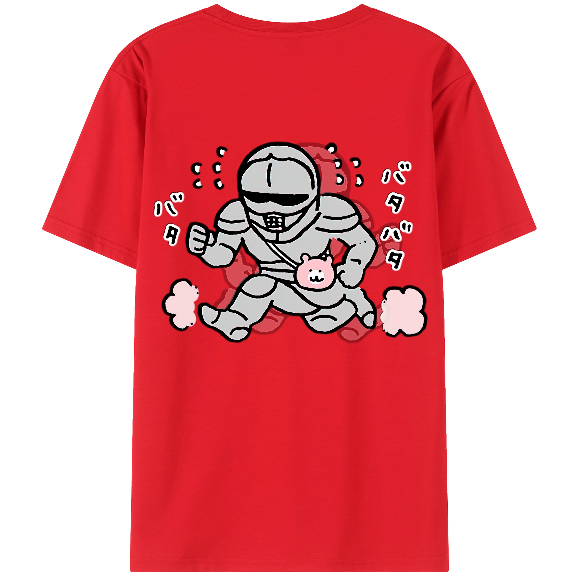 （画像用） ちいかわ 労働の鎧さん Chii-kawa Mr. Armor of Labor 綿100％ メンズ半袖Tシャツ（バックプリント） 通気性