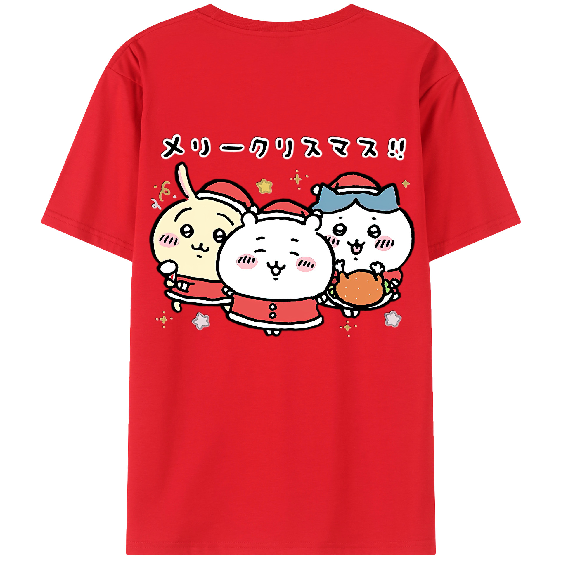 （画像用） ちいかわ ハチワレ Chii-kawa hachiware 綿100％ メンズ半袖Tシャツ（バックプリント） 通気性