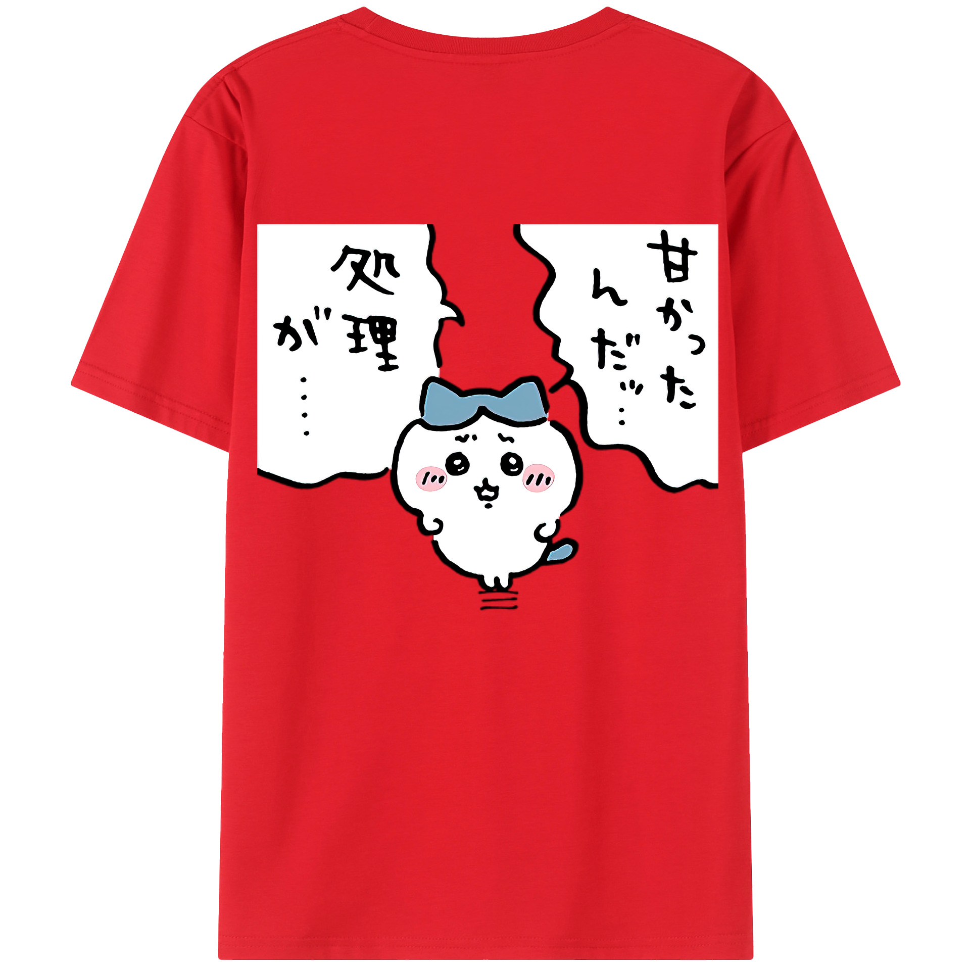 （画像用） ちいかわ ハチワレ Chii-kawa hachiware 綿100％ メンズ半袖Tシャツ（バックプリント） 通気性