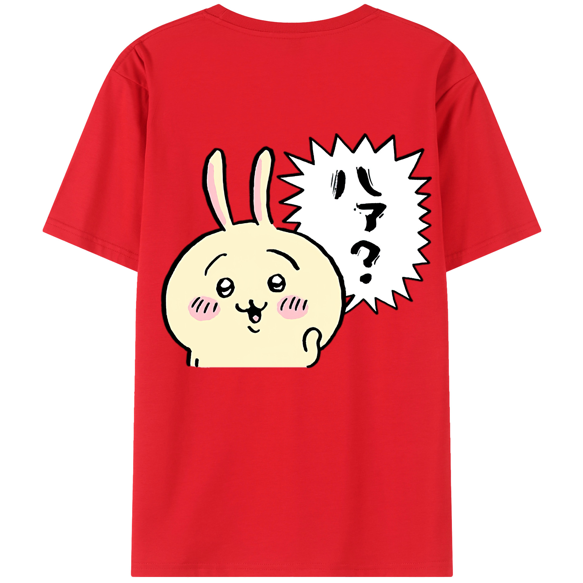 （画像用） ちいかわ うさぎ Chii-kawa usagi 綿100％ メンズ半袖Tシャツ（バックプリント） 通気性