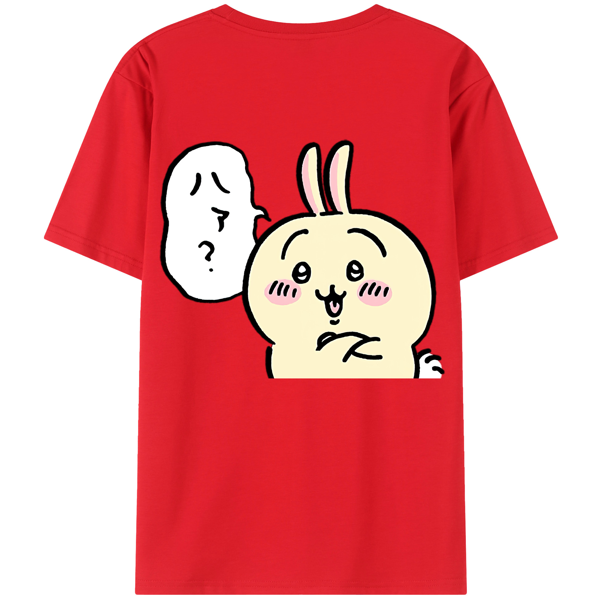 （画像用） ちいかわ うさぎ Chii-kawa usagi 綿100％ メンズ半袖Tシャツ（バックプリント） 通気性