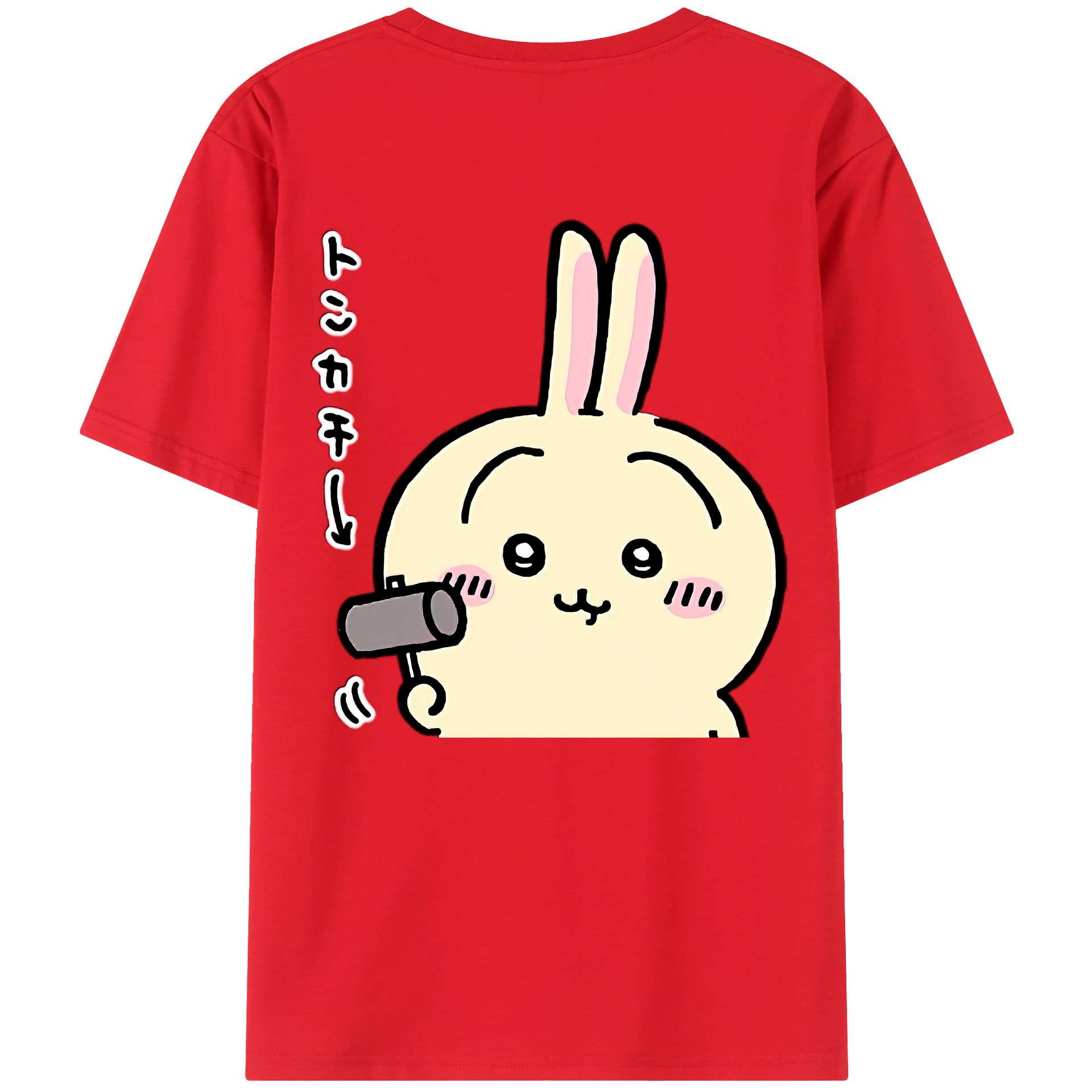（画像用） ちいかわ うさぎ Chii-kawa usagi 綿100％ メンズ半袖Tシャツ（バックプリント） 通気性