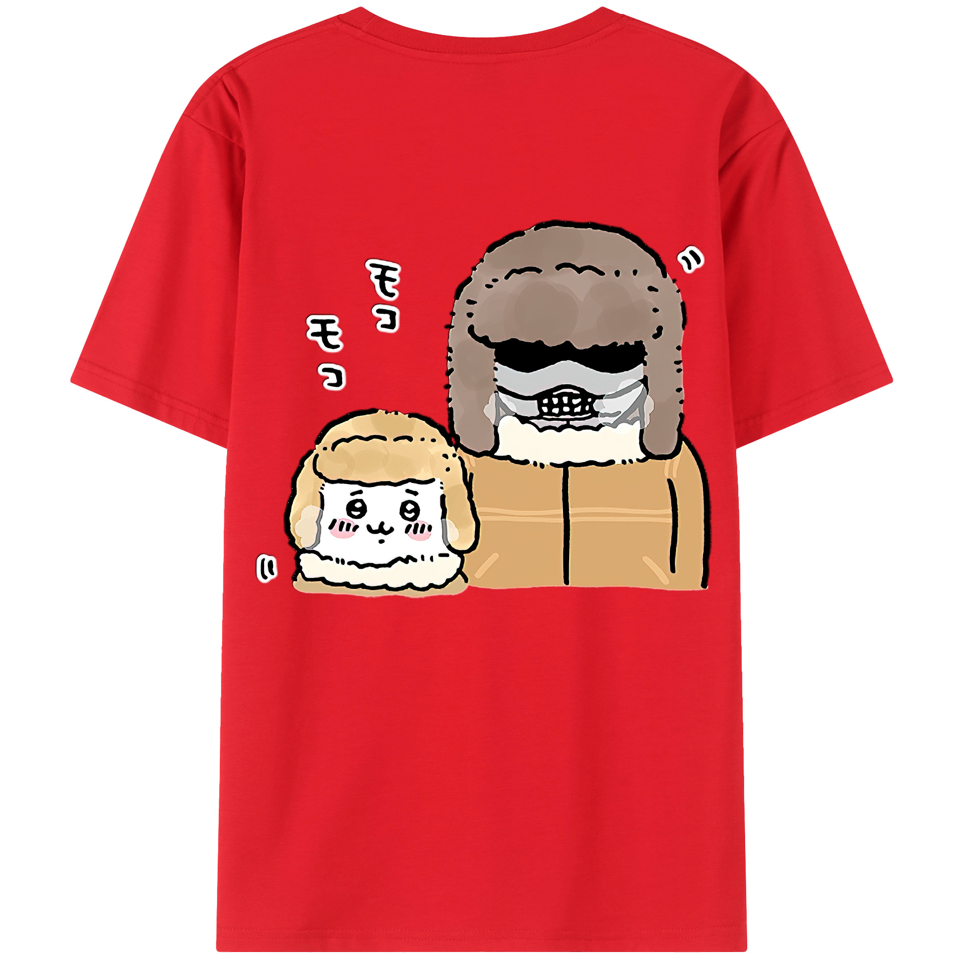 （画像用） ちいかわ 労働の鎧さん Chii-kawa Mr. Armor of Labor 綿100％ メンズ半袖Tシャツ（バックプリント） 通気性