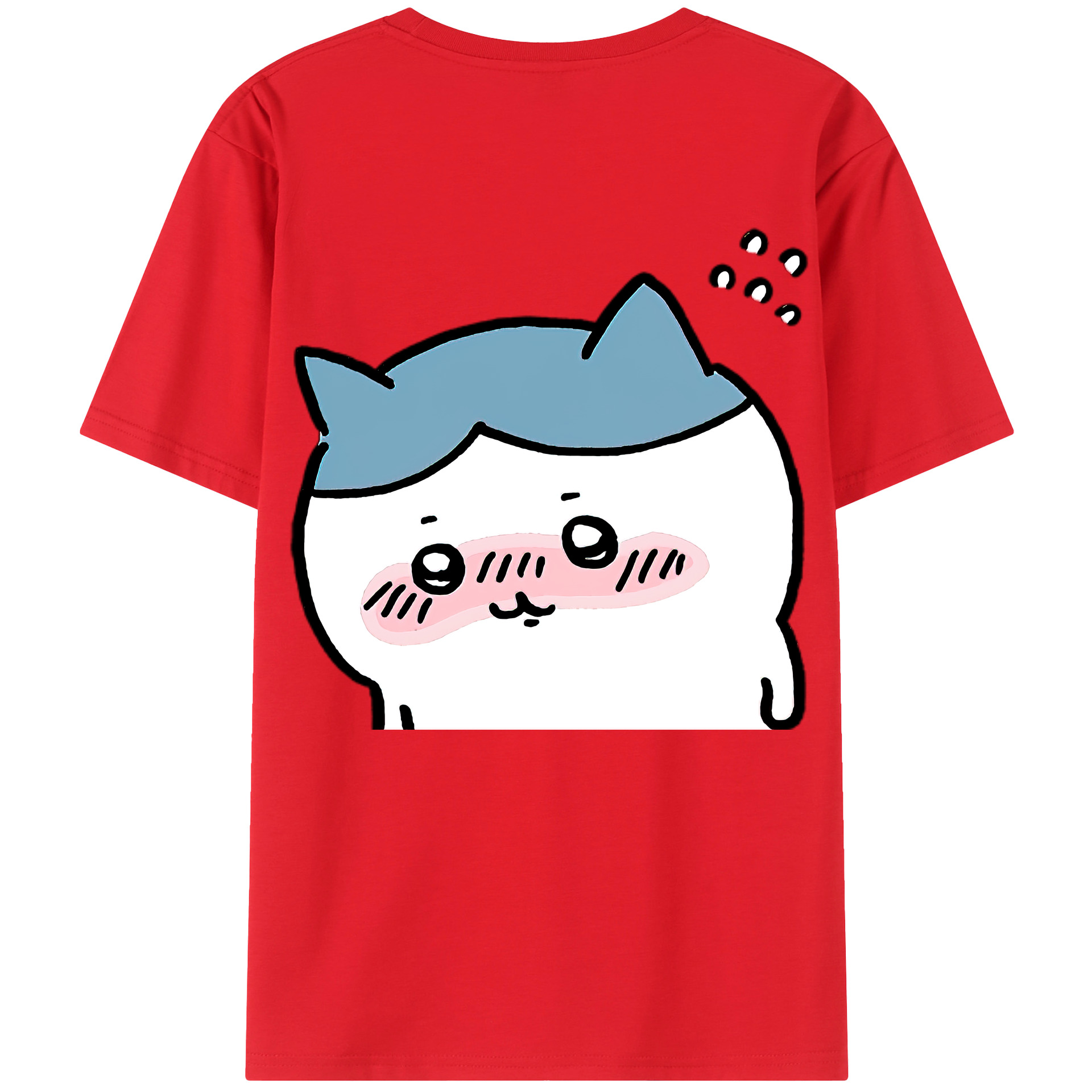 （画像用） ちいかわ ハチワレ Chii-kawa hachiware 綿100％ メンズ半袖Tシャツ（バックプリント） 通気性