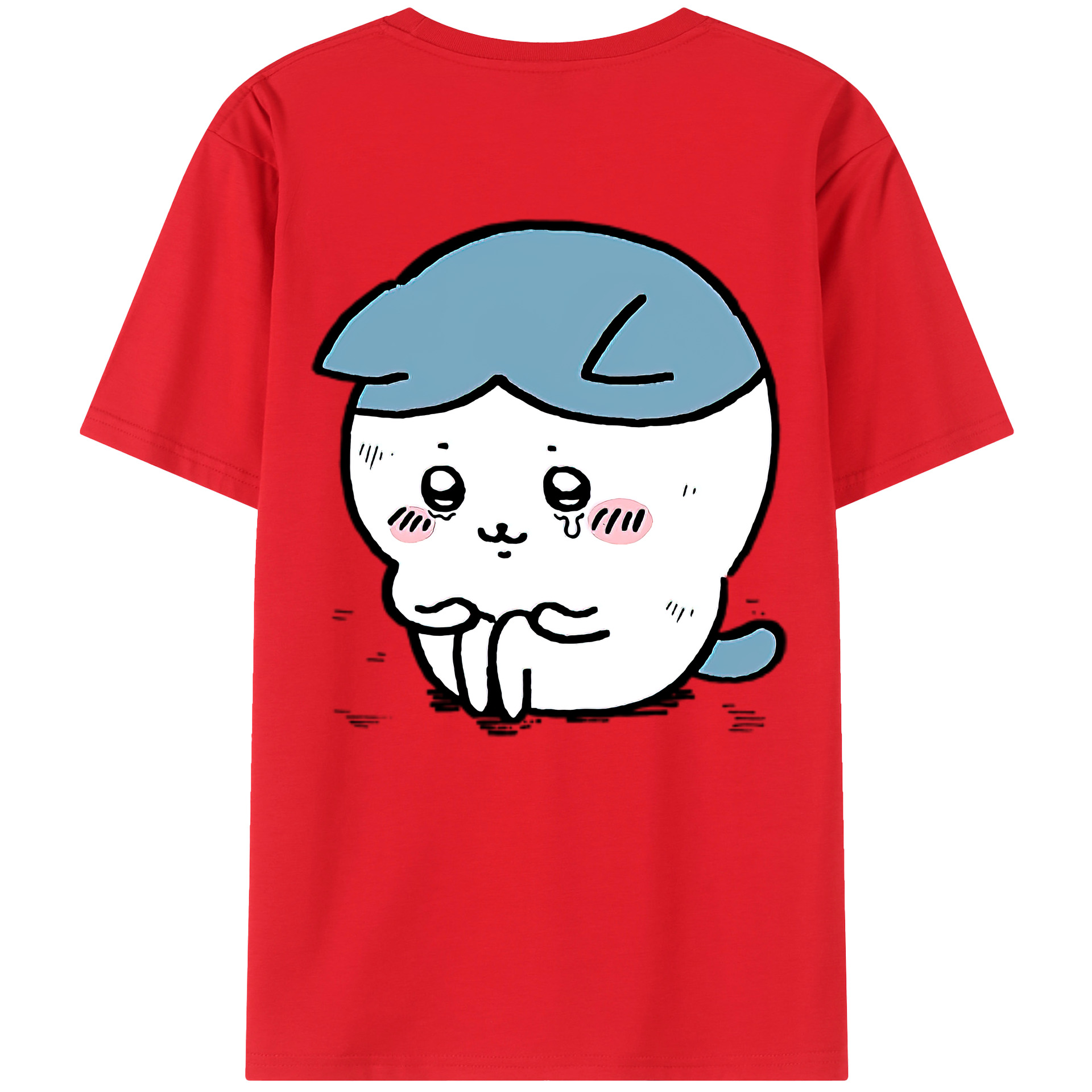 （画像用） ちいかわ ハチワレ Chii-kawa hachiware 綿100％ メンズ半袖Tシャツ（バックプリント） 通気性