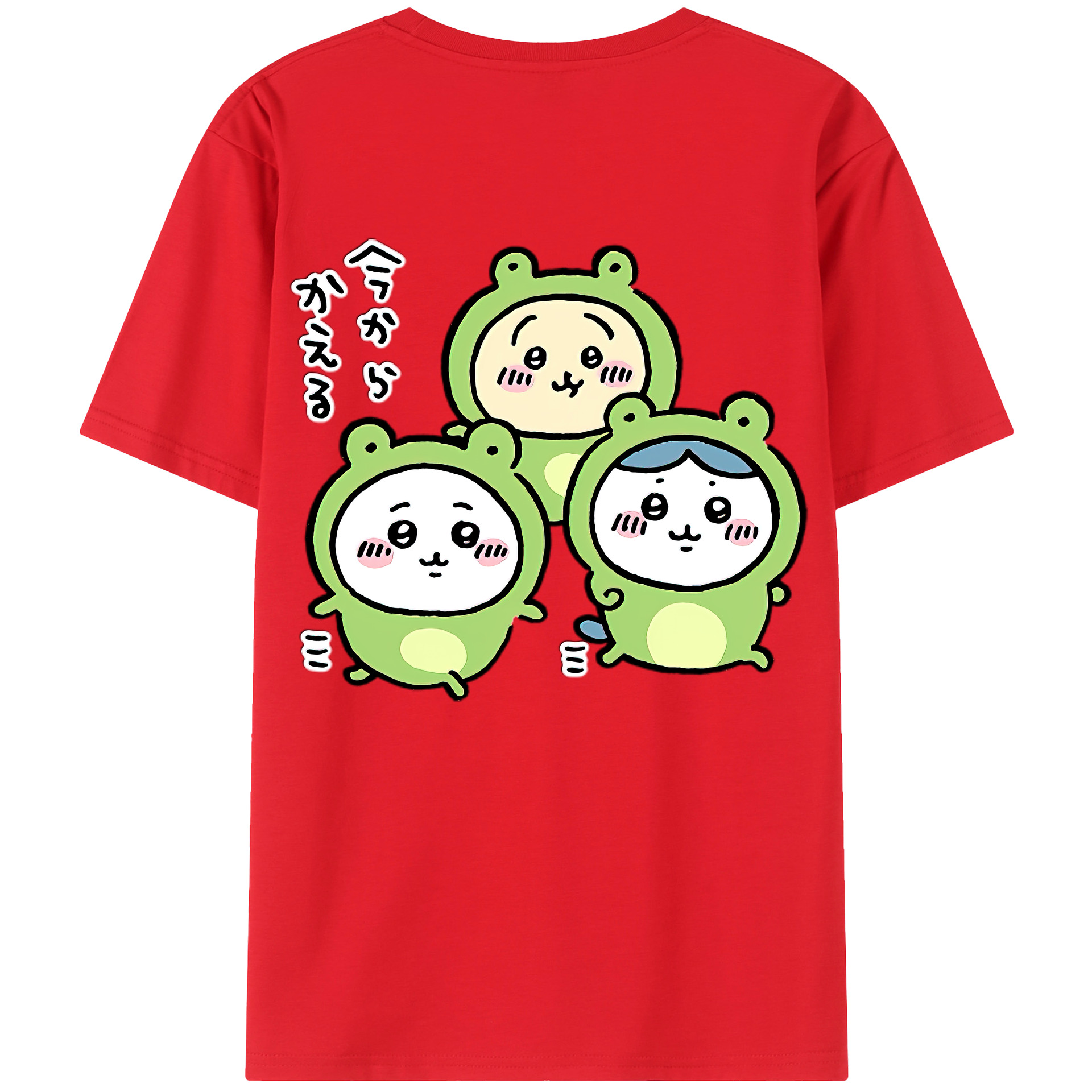 （画像用） ちいかわ ハチワレ Chii-kawa hachiware 綿100％ メンズ半袖Tシャツ（バックプリント） 通気性