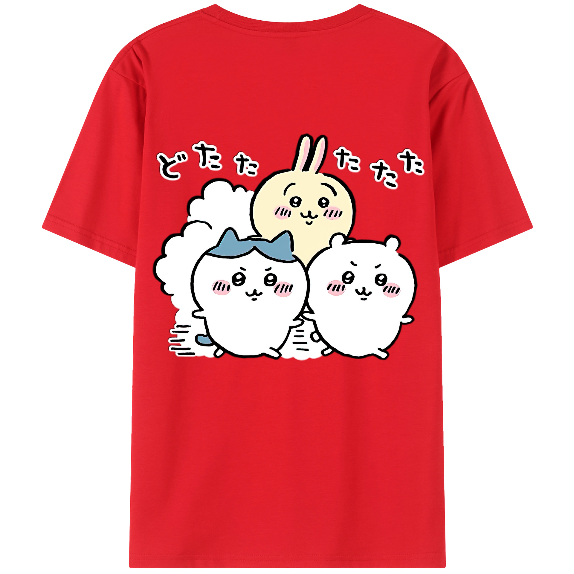 （画像用） ちいかわ ハチワレ Chii-kawa hachiware 綿100％ メンズ半袖Tシャツ（バックプリント） 通気性