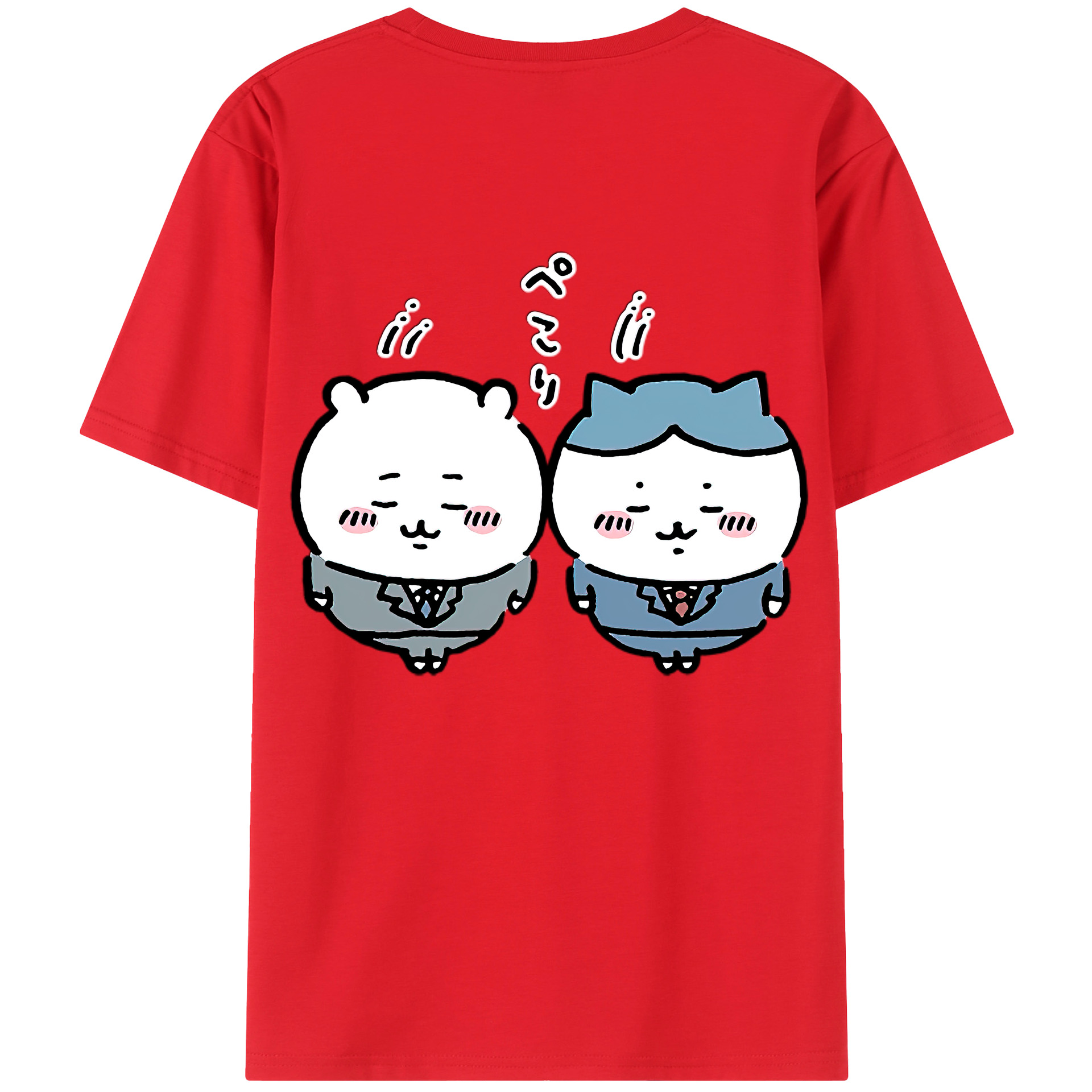 （画像用） ちいかわ ハチワレ Chii-kawa hachiware 綿100％ メンズ半袖Tシャツ（バックプリント） 通気性