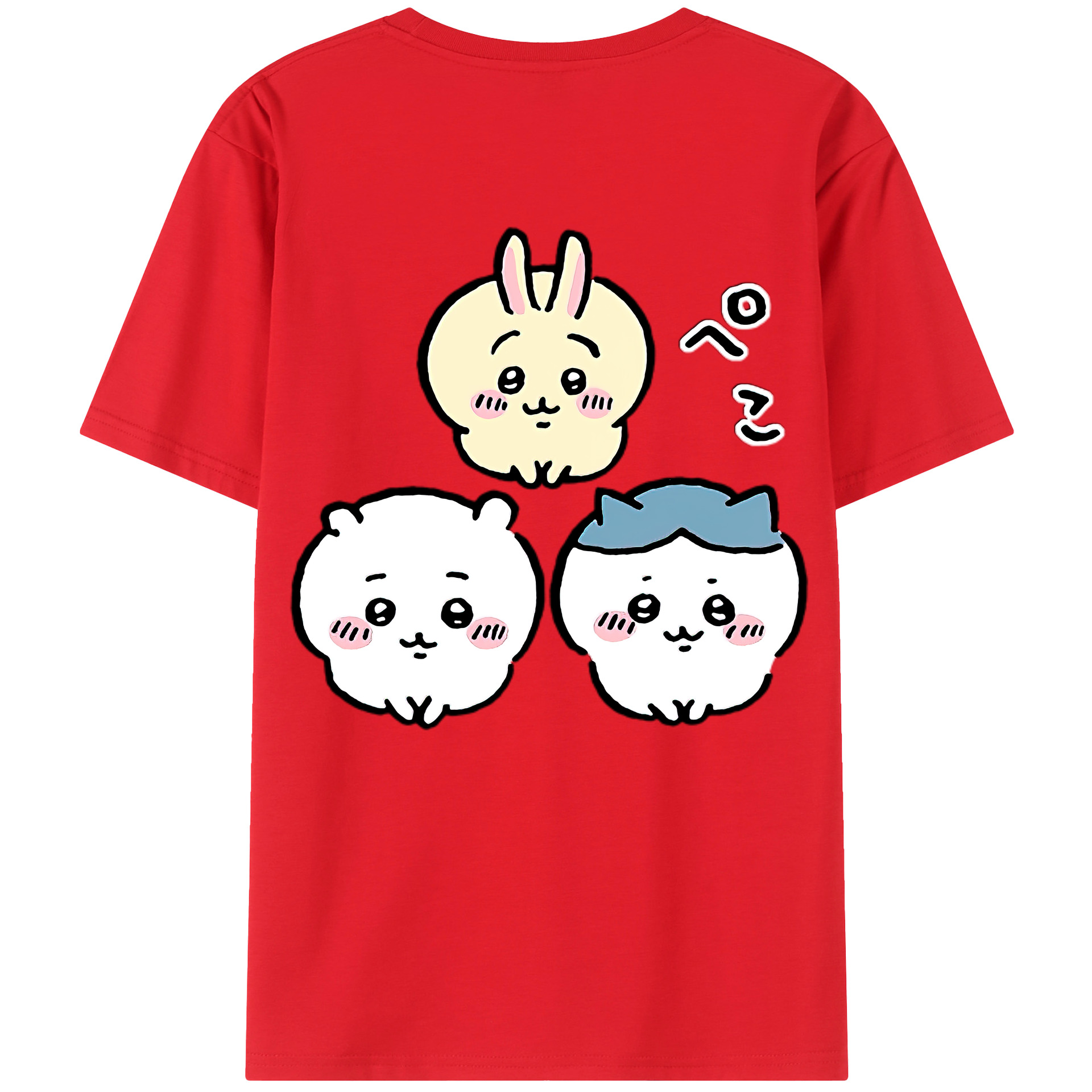 （画像用） ちいかわ うさぎ Chii-kawa usagi 綿100％ メンズ半袖Tシャツ（バックプリント） 通気性