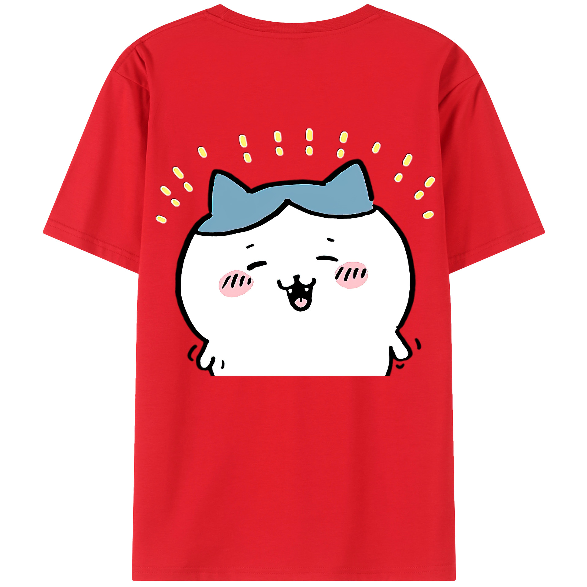 （画像用） ちいかわ ハチワレ Chii-kawa hachiware 綿100％ メンズ半袖Tシャツ（バックプリント） 通気性
