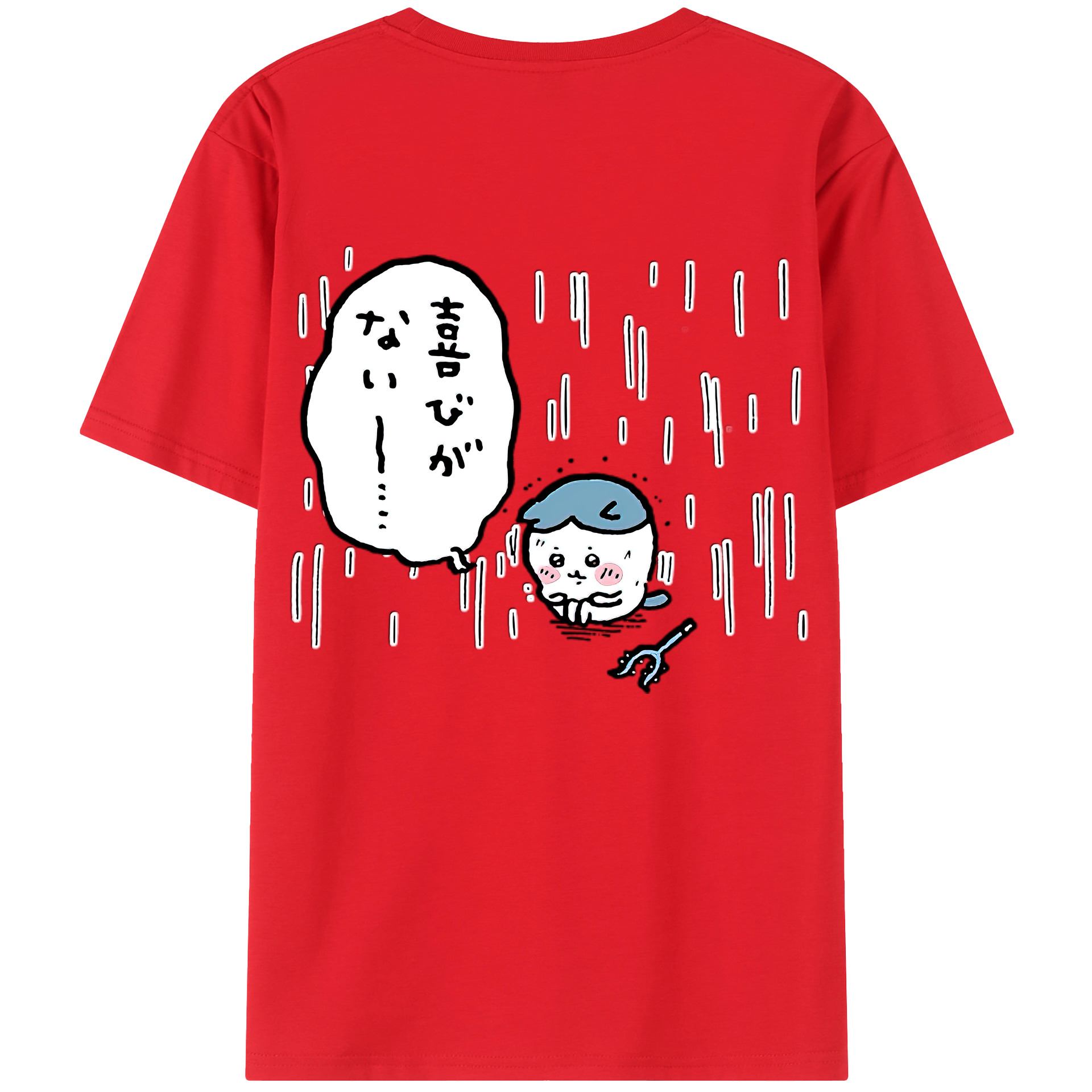 （画像用） ちいかわ ハチワレ Chii-kawa hachiware 綿100％ メンズ半袖Tシャツ（バックプリント） 通気性