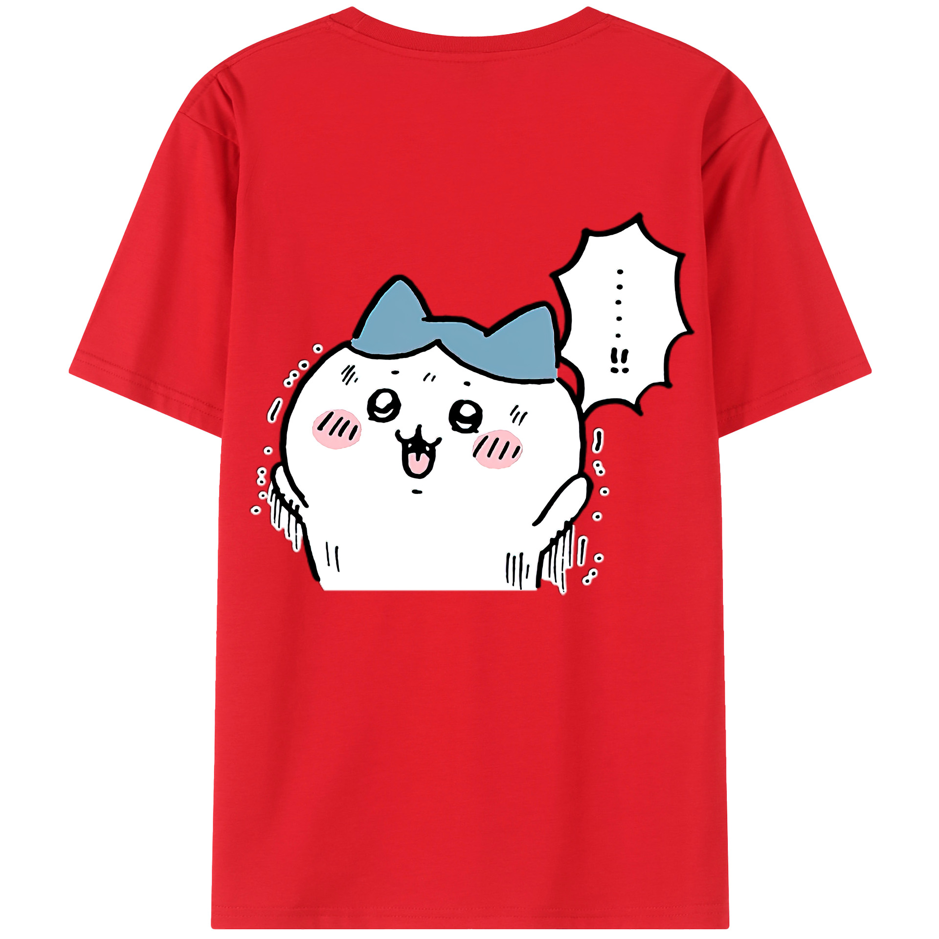 （画像用） ちいかわ ハチワレ Chii-kawa hachiware 綿100％ メンズ半袖Tシャツ（バックプリント） 通気性