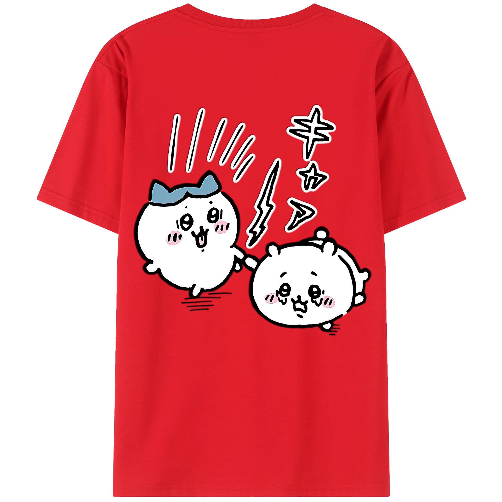 （画像用） ちいかわ ハチワレ Chii-kawa hachiware 綿100％ メンズ半袖Tシャツ（バックプリント） 通気性