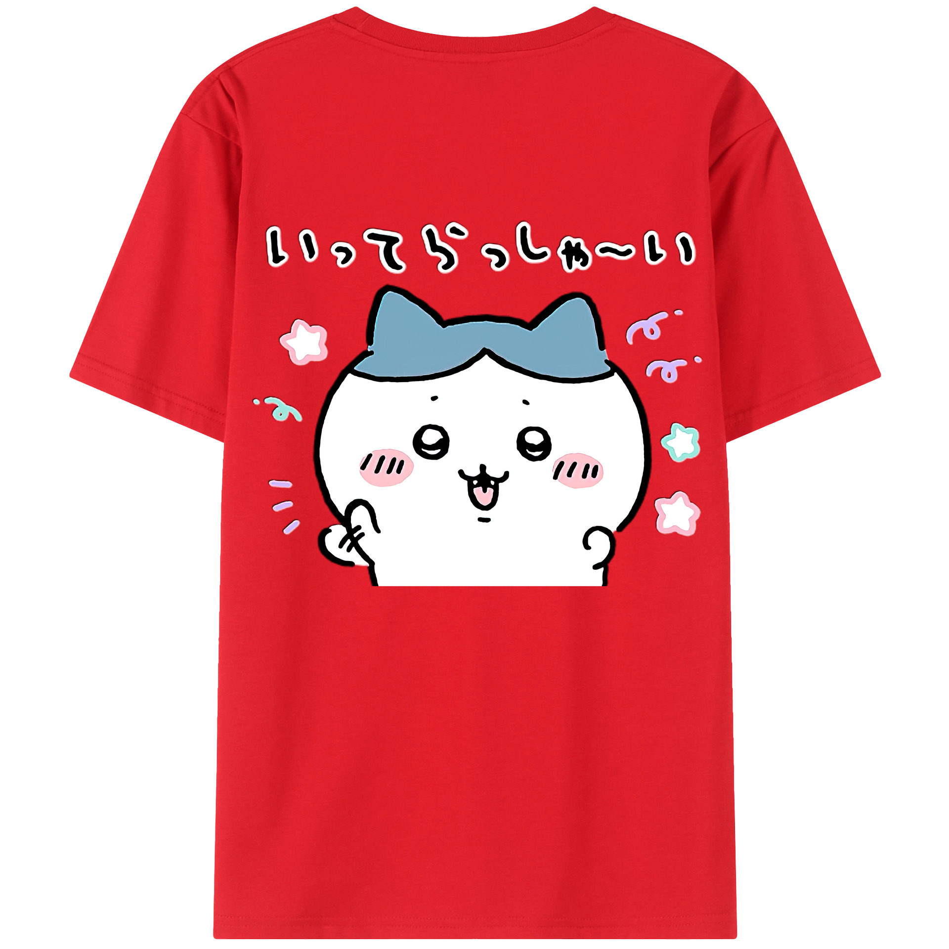 （画像用） ちいかわ ハチワレ Chii-kawa hachiware 綿100％ メンズ半袖Tシャツ（バックプリント） 通気性