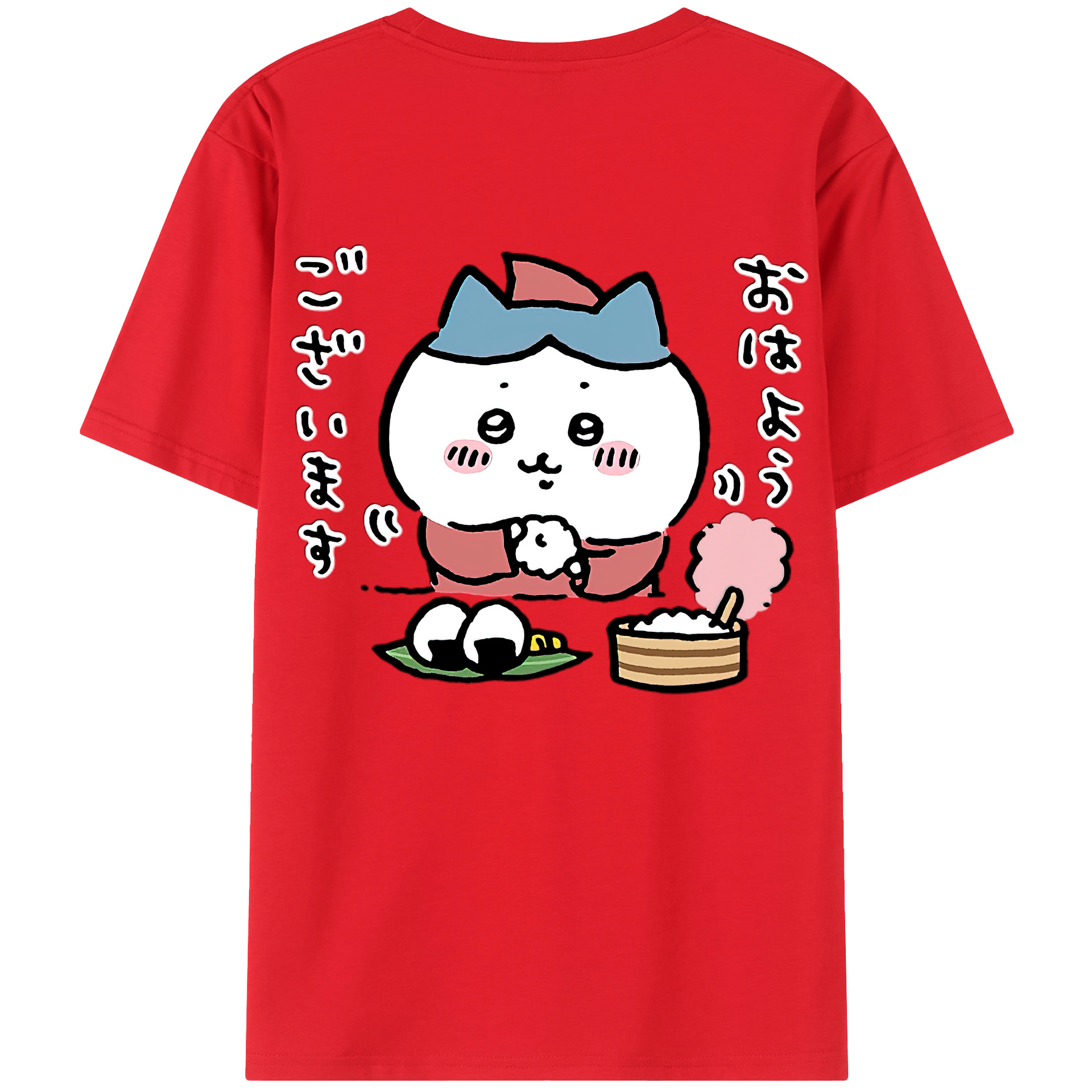 （画像用） ちいかわ ハチワレ Chii-kawa hachiware 綿100％ メンズ半袖Tシャツ（バックプリント） 通気性