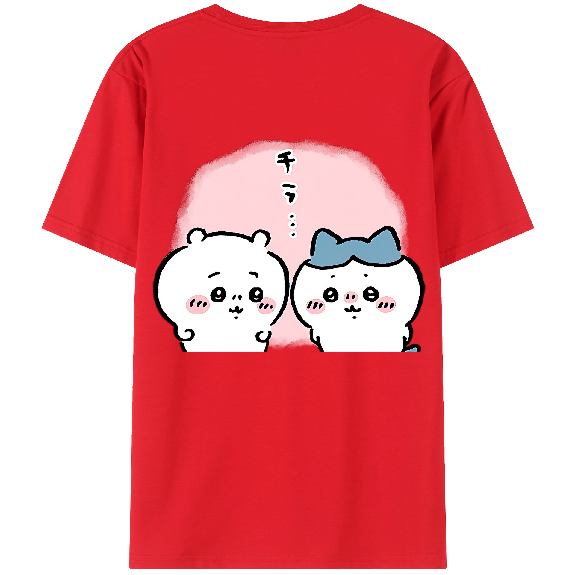 （画像用） ちいかわ ハチワレ Chii-kawa hachiware 綿100％ メンズ半袖Tシャツ（バックプリント） 通気性