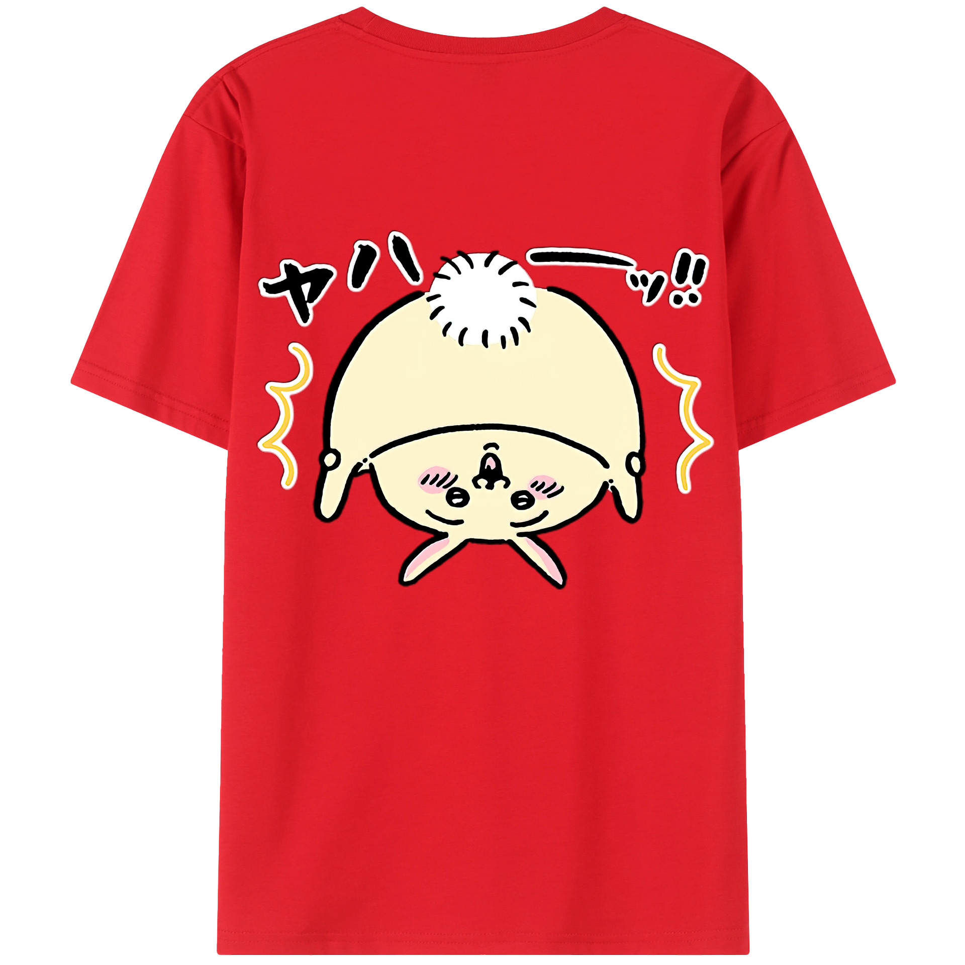 （画像用） ちいかわ うさぎ Chii-kawa usagi 綿100％ メンズ半袖Tシャツ（バックプリント） 通気性