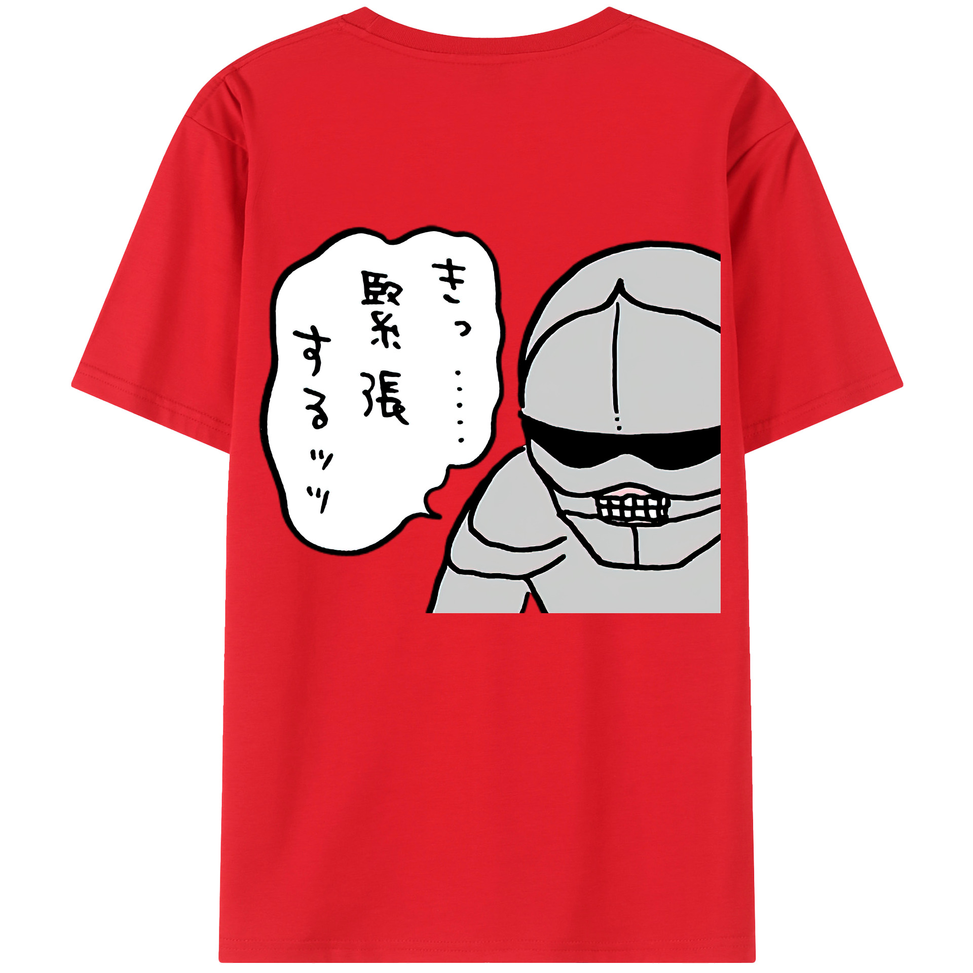 （画像用） ちいかわ 労働の鎧さん Chii-kawa Mr. Armor of Labor 綿100％ メンズ半袖Tシャツ（バックプリント） 通気性