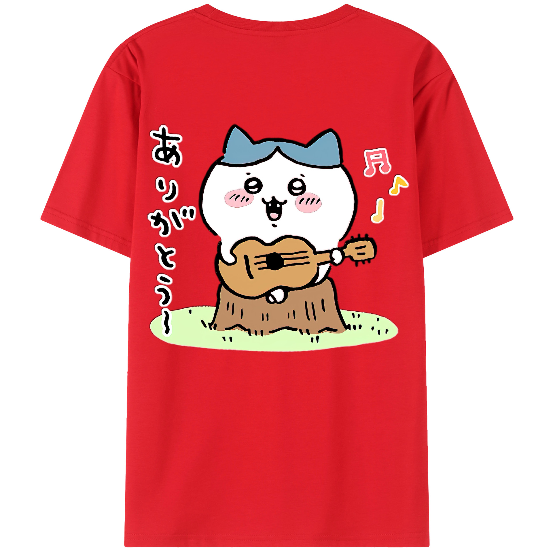 （画像用） ちいかわ ハチワレ Chii-kawa hachiware 綿100％ メンズ半袖Tシャツ（バックプリント） 通気性