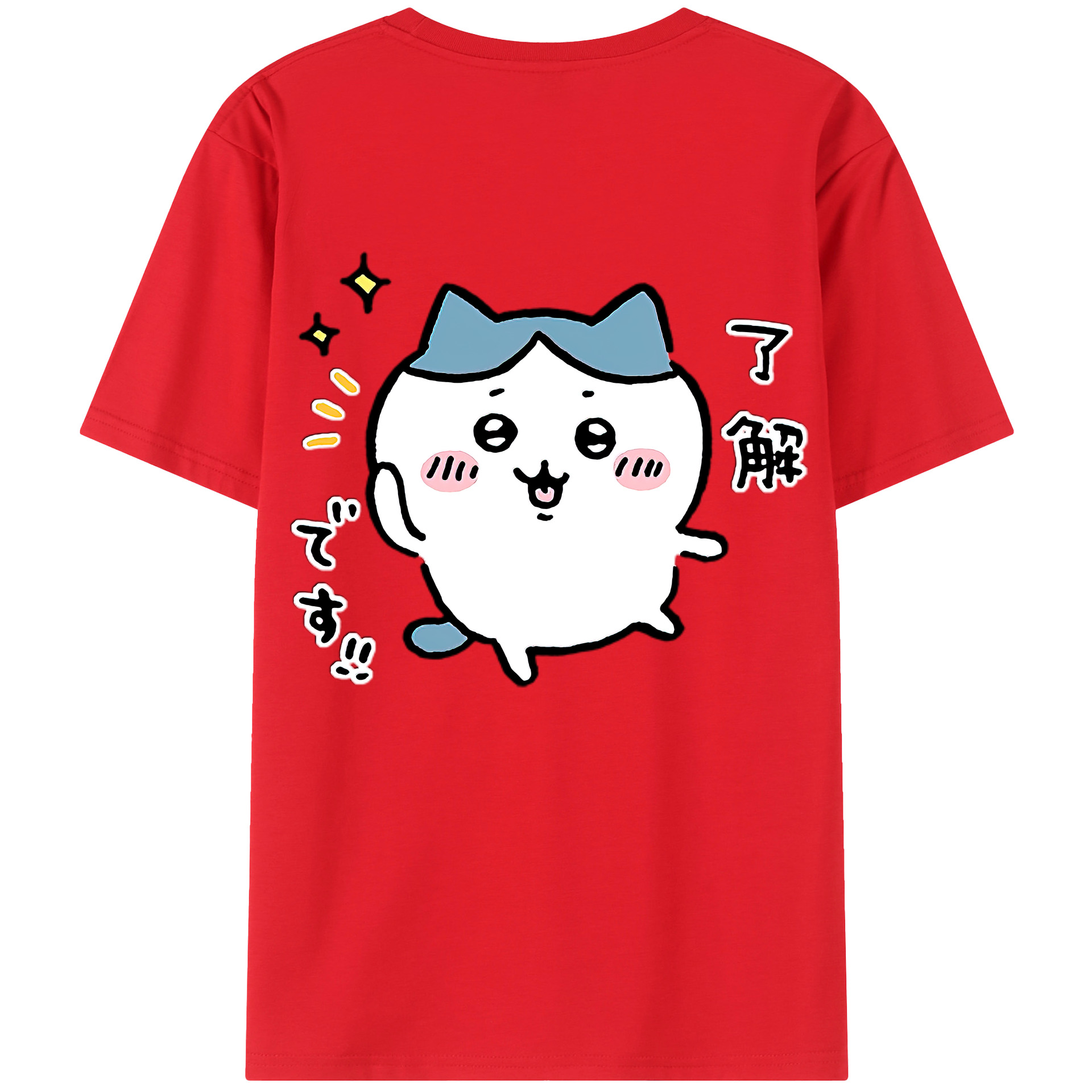 （画像用） ちいかわ ハチワレ Chii-kawa hachiware 綿100％ メンズ半袖Tシャツ（バックプリント） 通気性