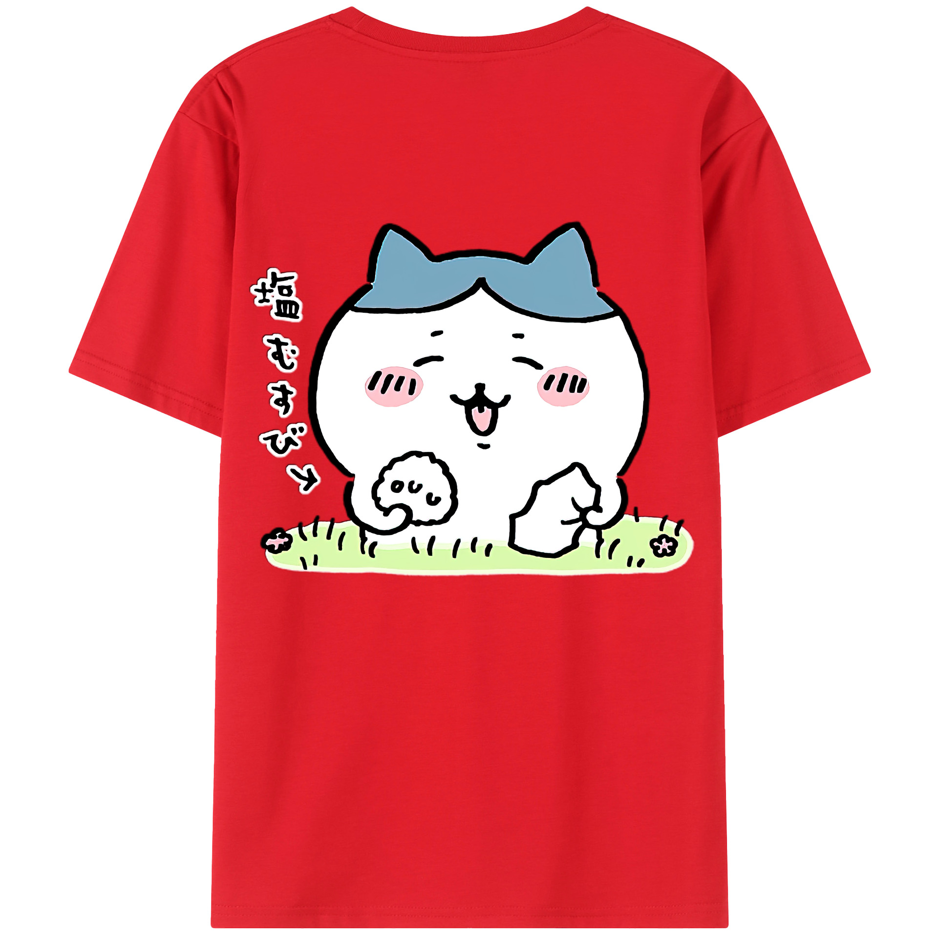 （画像用） ちいかわ ハチワレ Chii-kawa hachiware 綿100％ メンズ半袖Tシャツ（バックプリント） 通気性