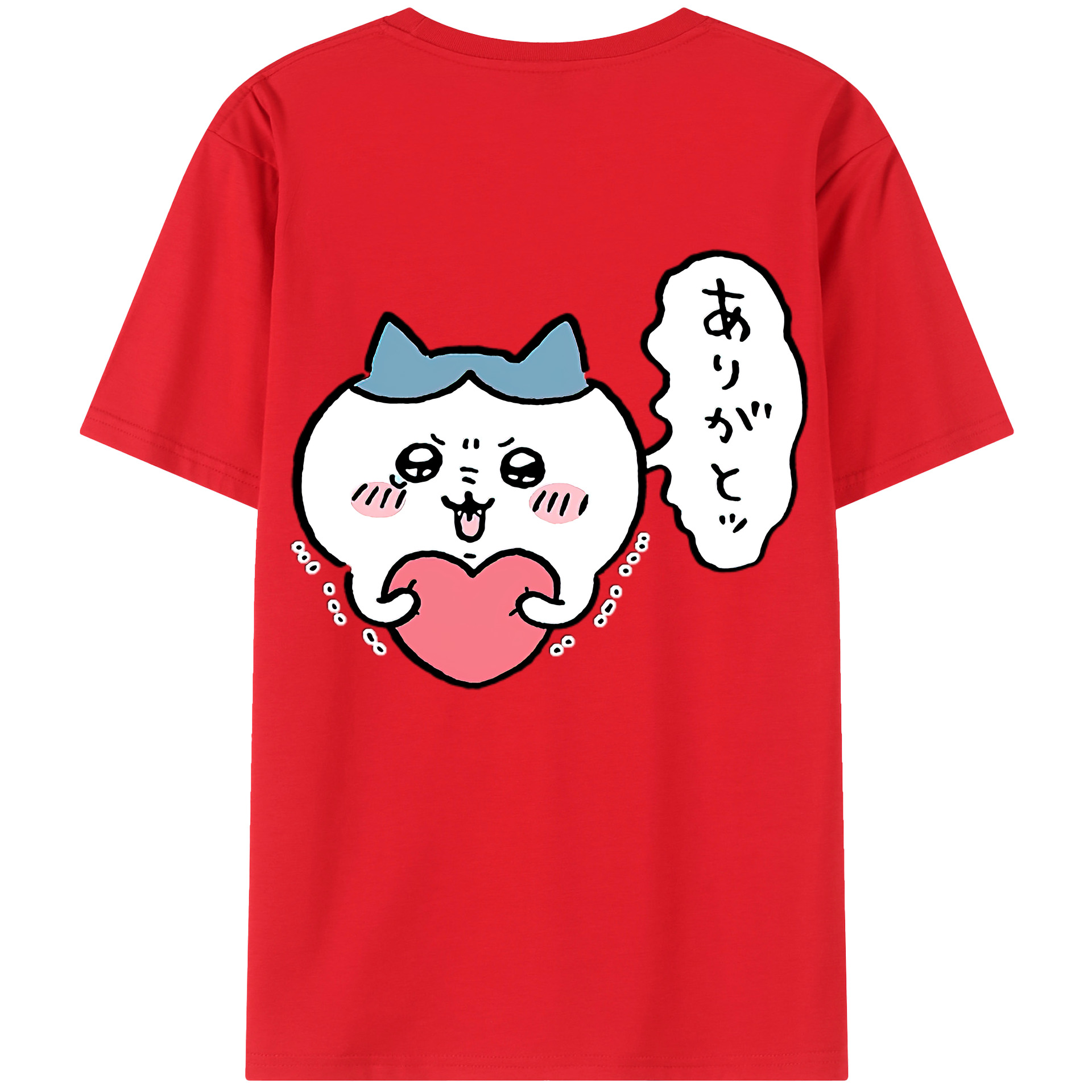 （画像用） ちいかわ ハチワレ Chii-kawa hachiware 綿100％ メンズ半袖Tシャツ（バックプリント） 通気性