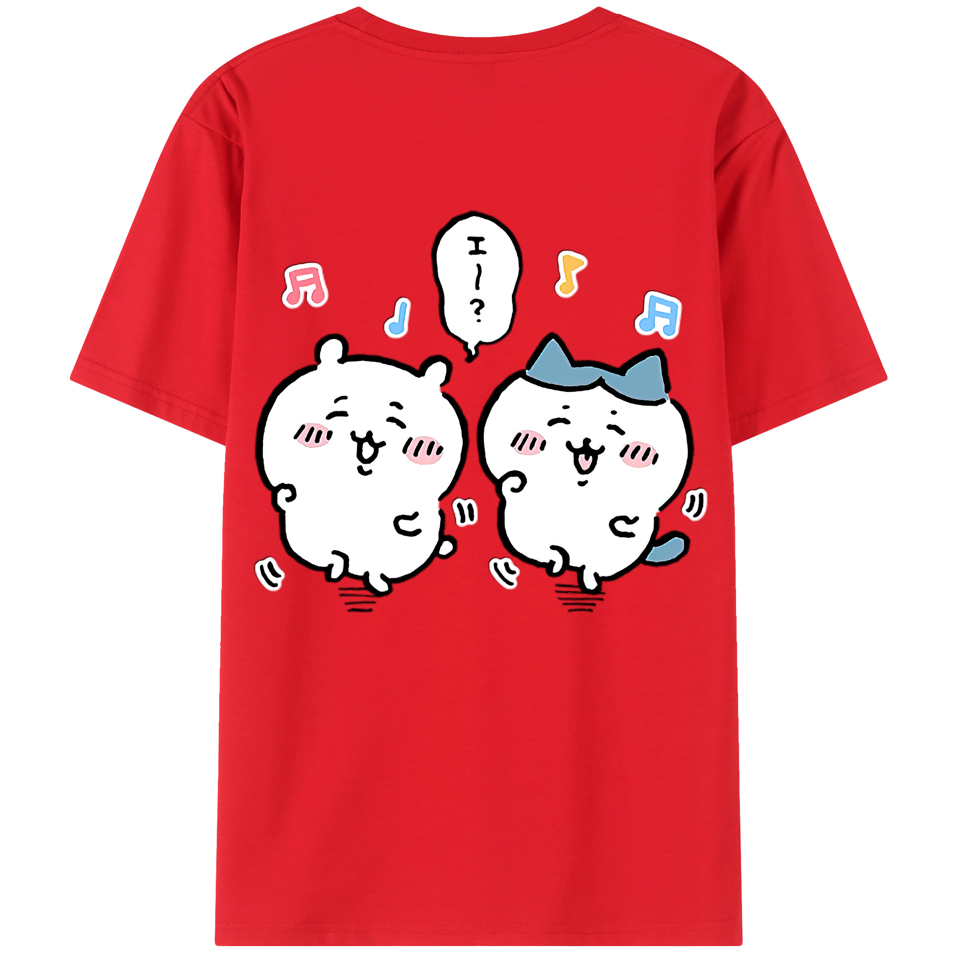 （画像用） ちいかわ ハチワレ Chii-kawa hachiware 綿100％ メンズ半袖Tシャツ（バックプリント） 通気性