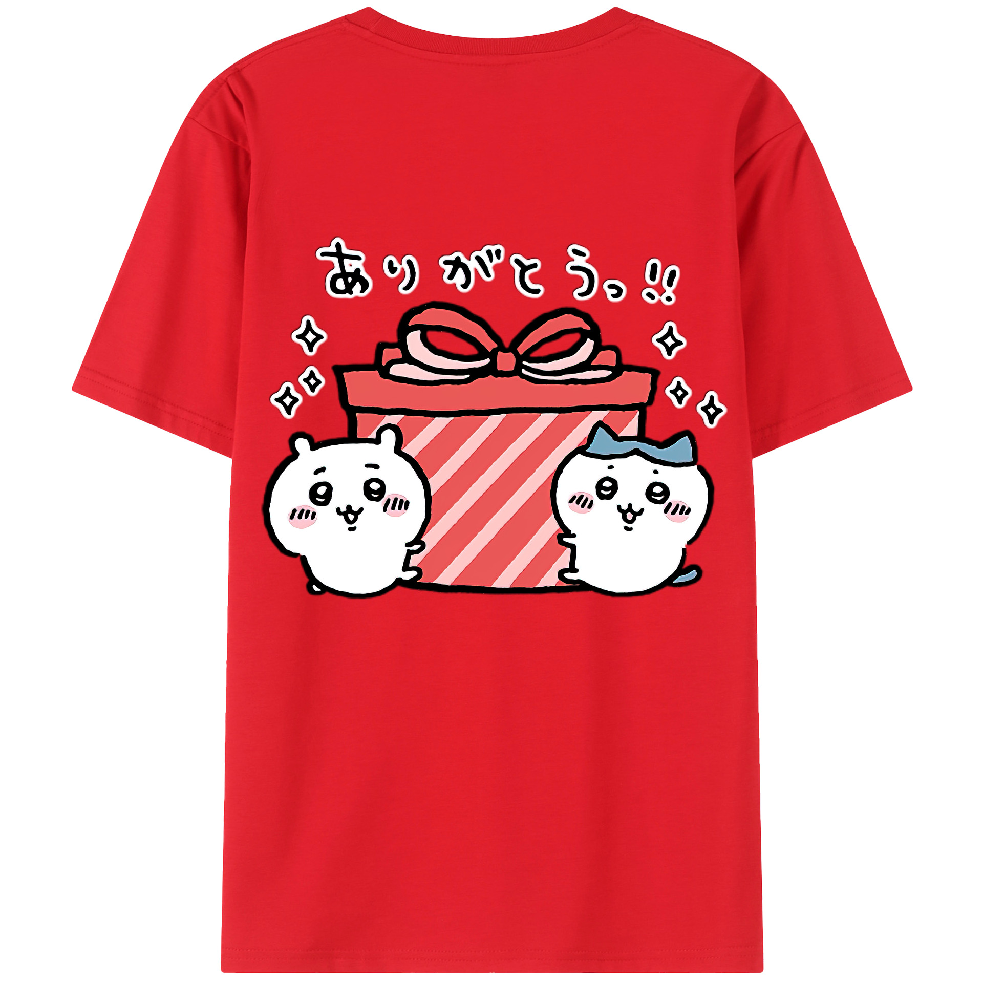 （画像用） ちいかわ ハチワレ Chii-kawa hachiware 綿100％ メンズ半袖Tシャツ（バックプリント） 通気性