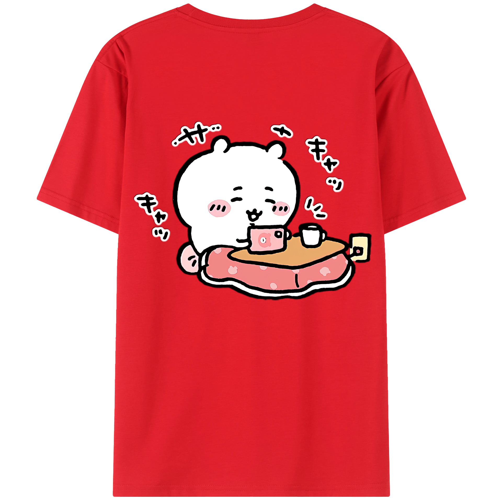 （画像用） ちいかわ ちいかわ Chii-kawa chiikawa 綿100％ メンズ半袖Tシャツ（バックプリント） 通気性