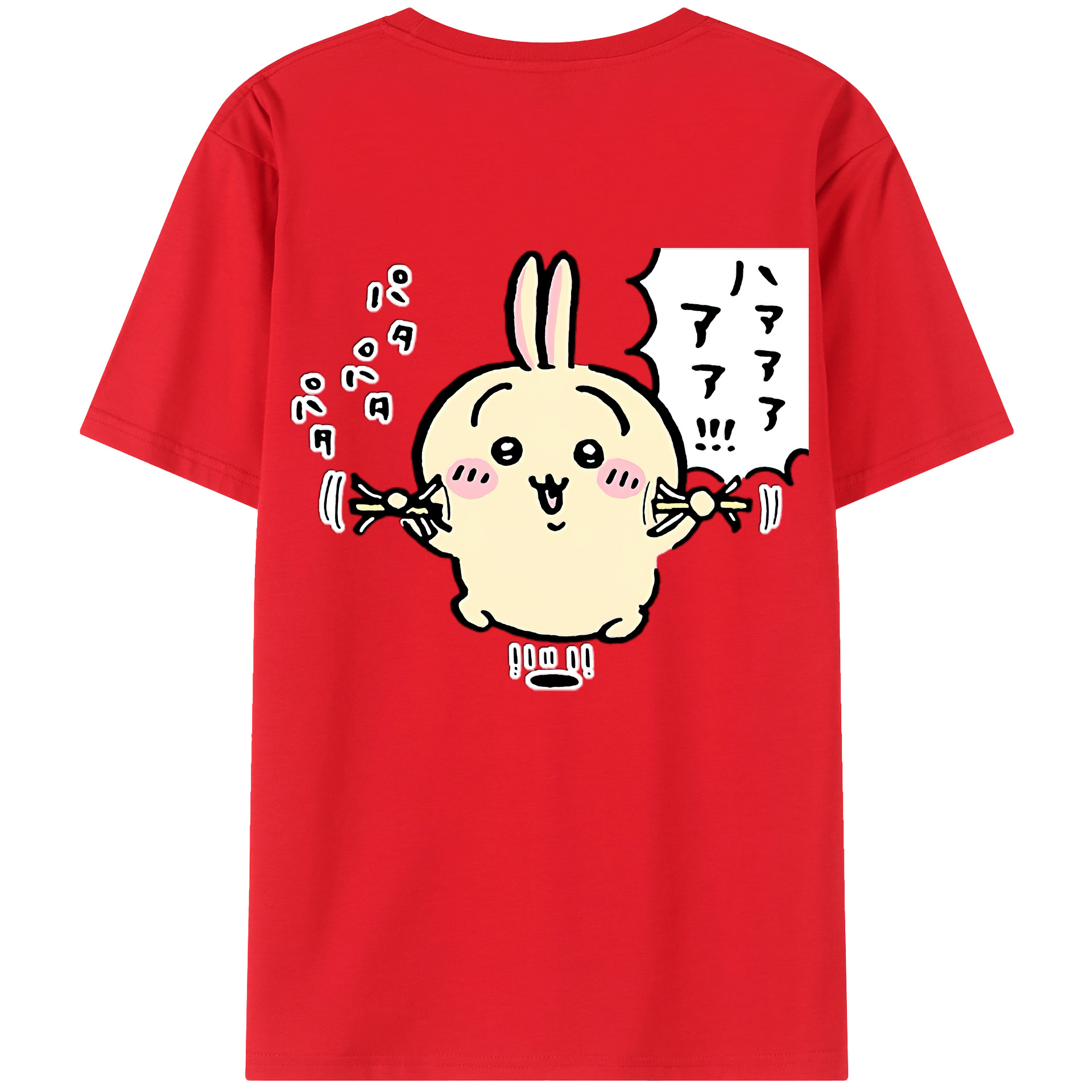 （画像用） ちいかわ うさぎ Chii-kawa usagi 綿100％ メンズ半袖Tシャツ（バックプリント） 通気性